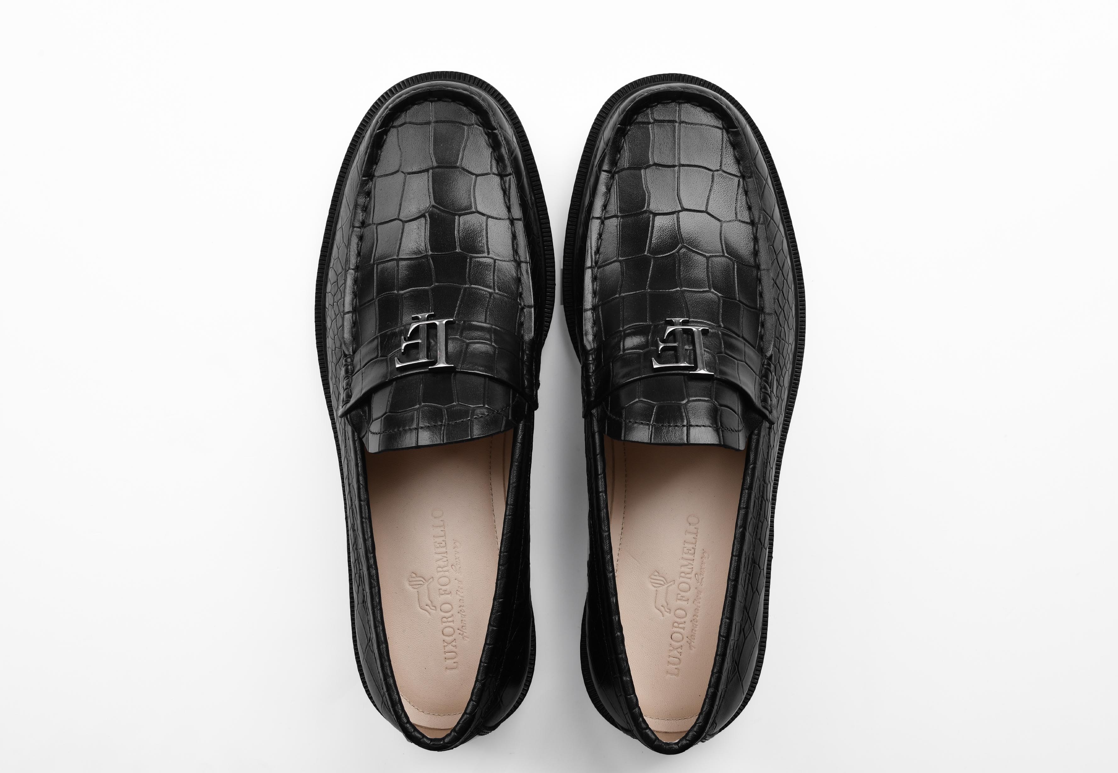 Black Croc Loafers | SoleSculpt lite