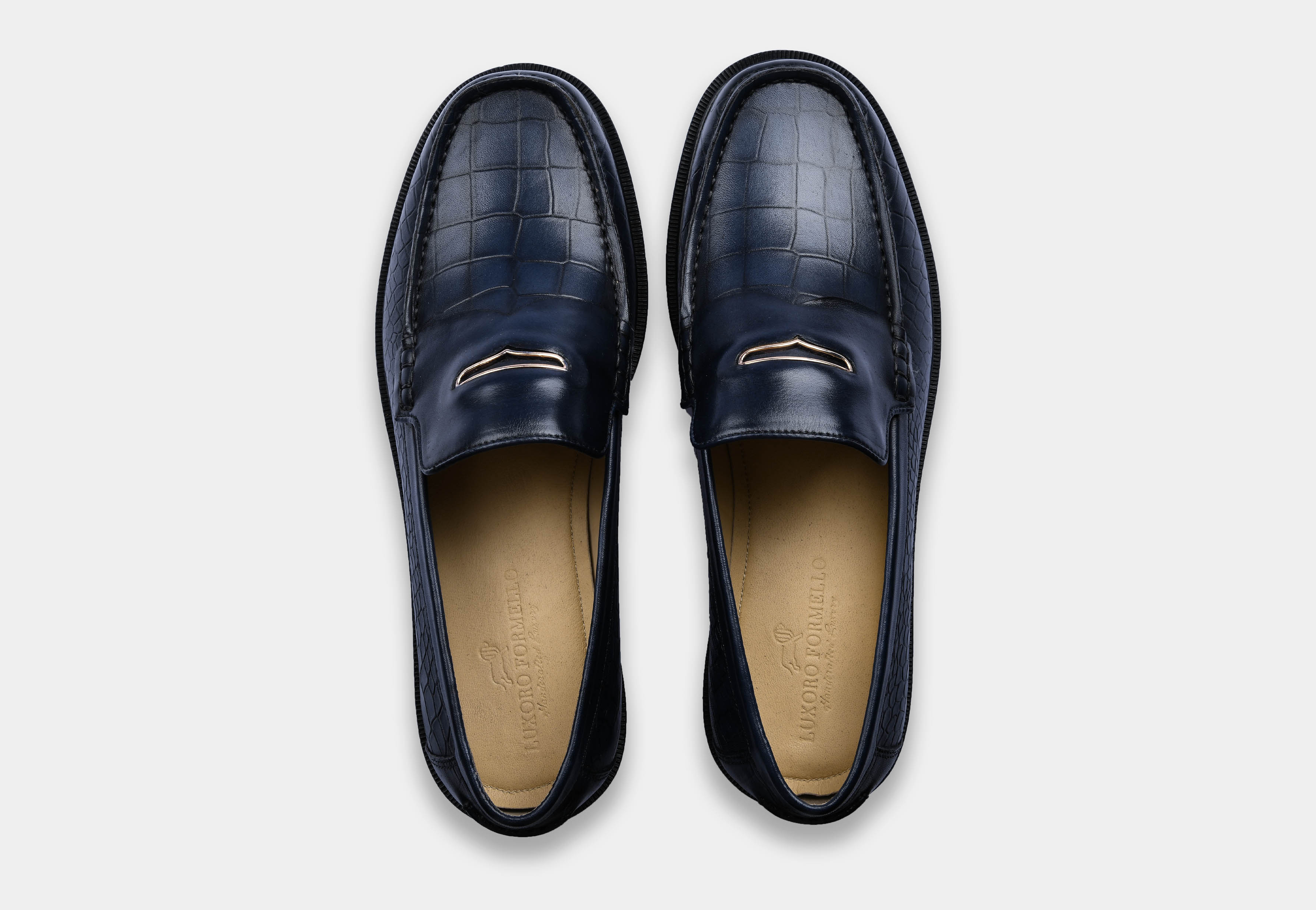 Blue Croc Trim Loafers | SoleSculpt Lite