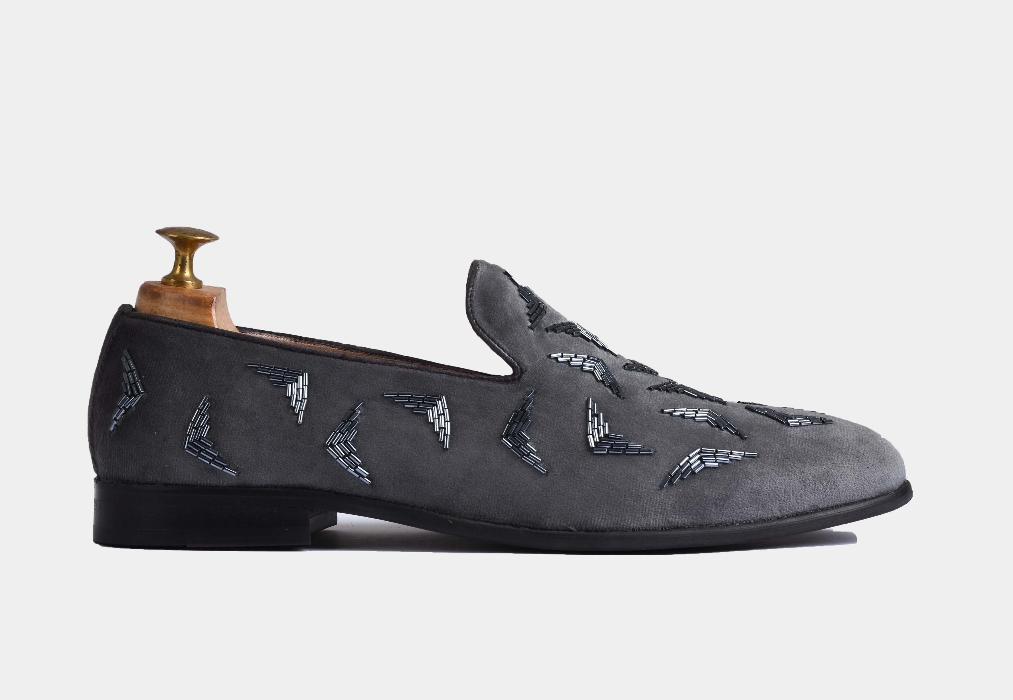 VALENCIO GREY embroidered slip-ons