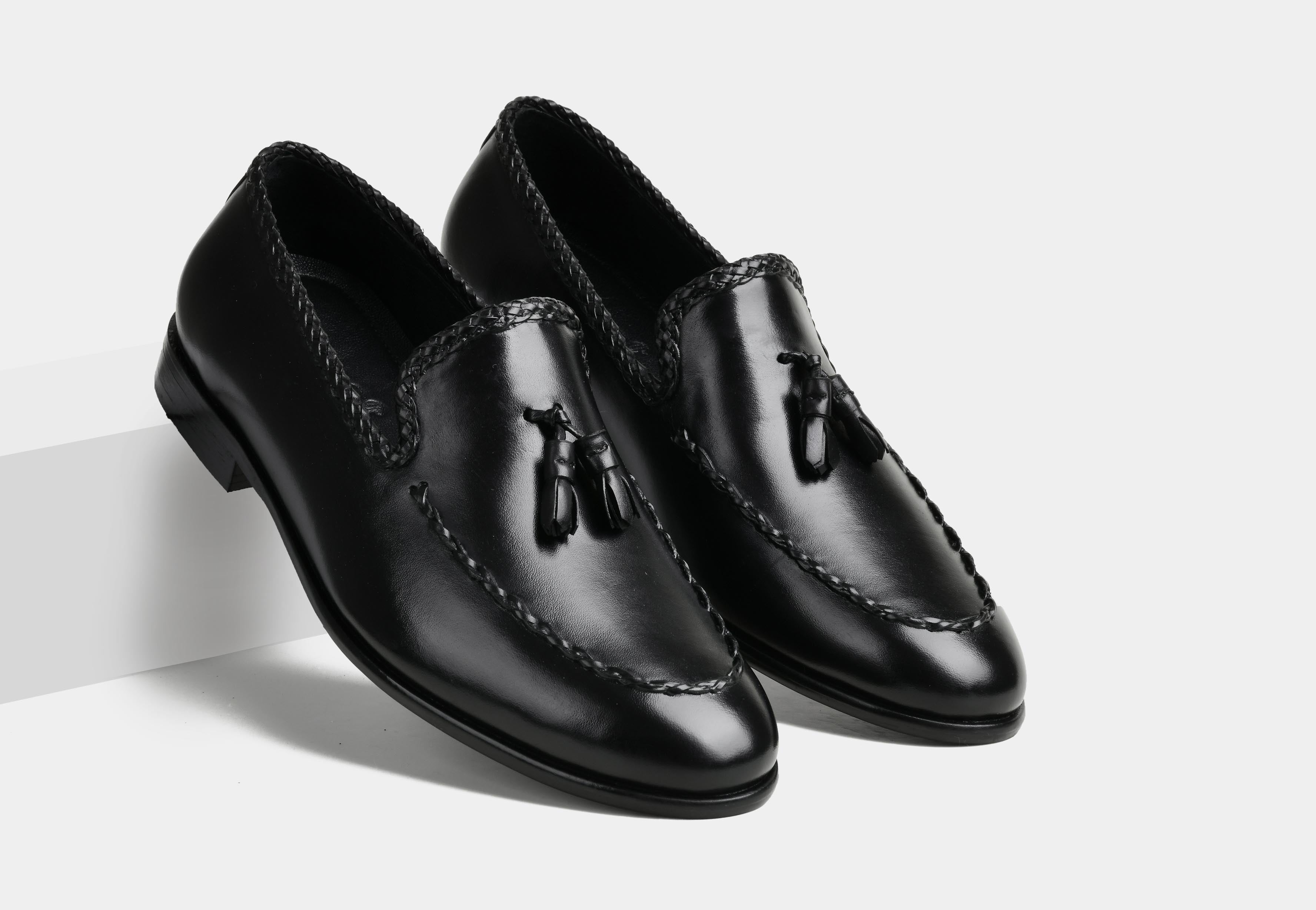 CILIAN | MEN BLACK TASSEL LEATHER LOAFERS