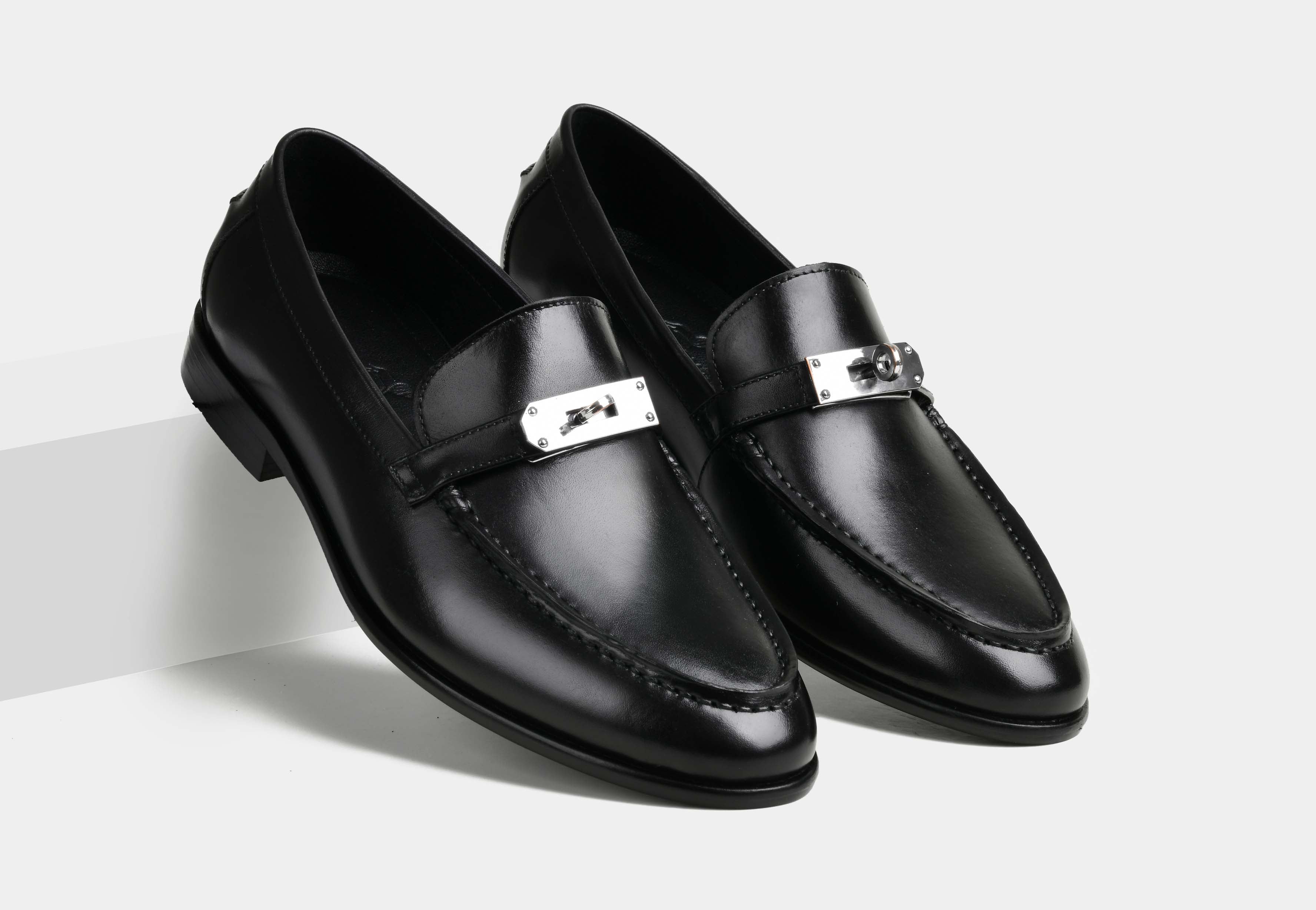 STELLAR | MEN BLACK BURNISHED LEATHER LOAFERS