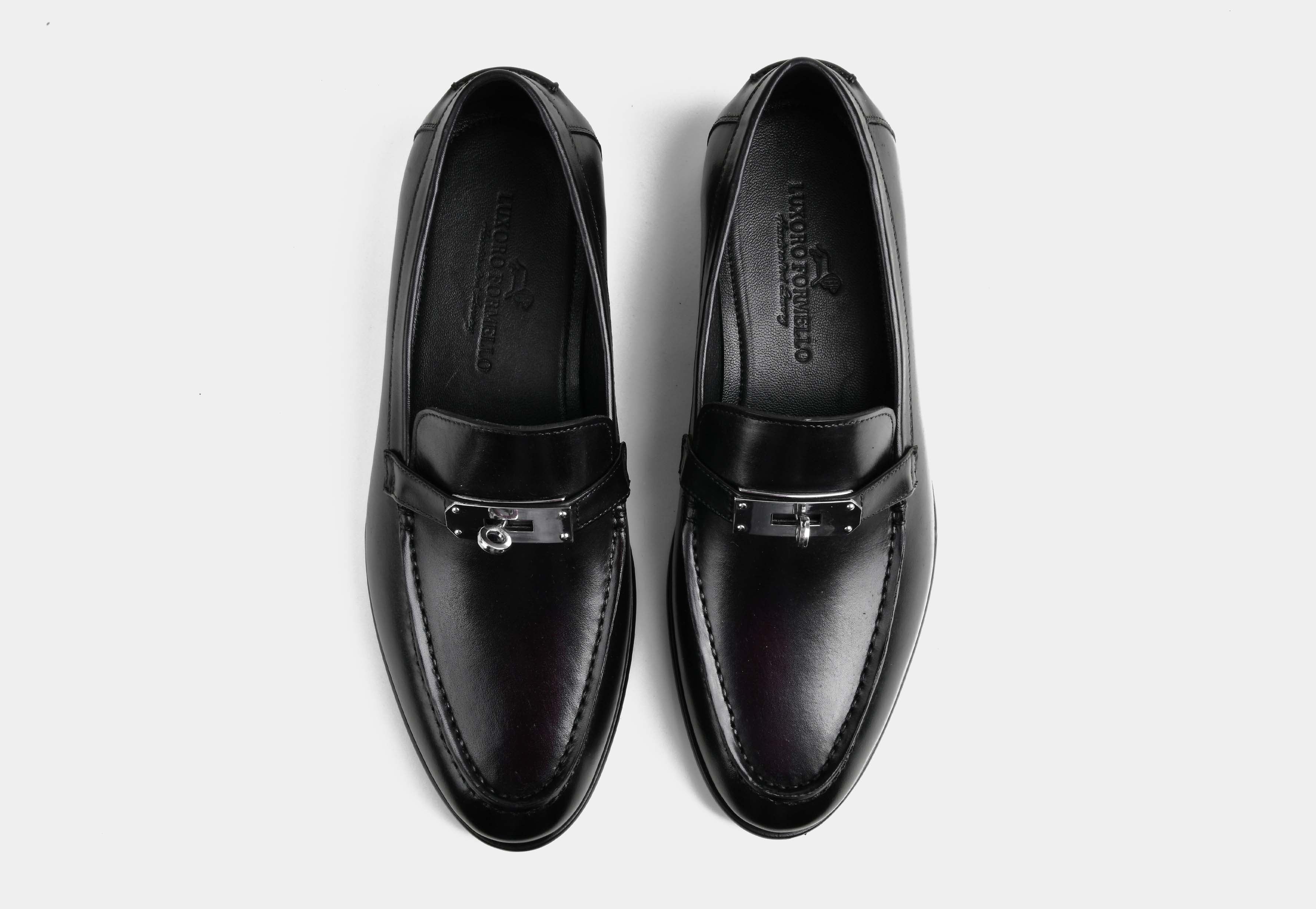 STELLAR | MEN BLACK BURNISHED LEATHER LOAFERS