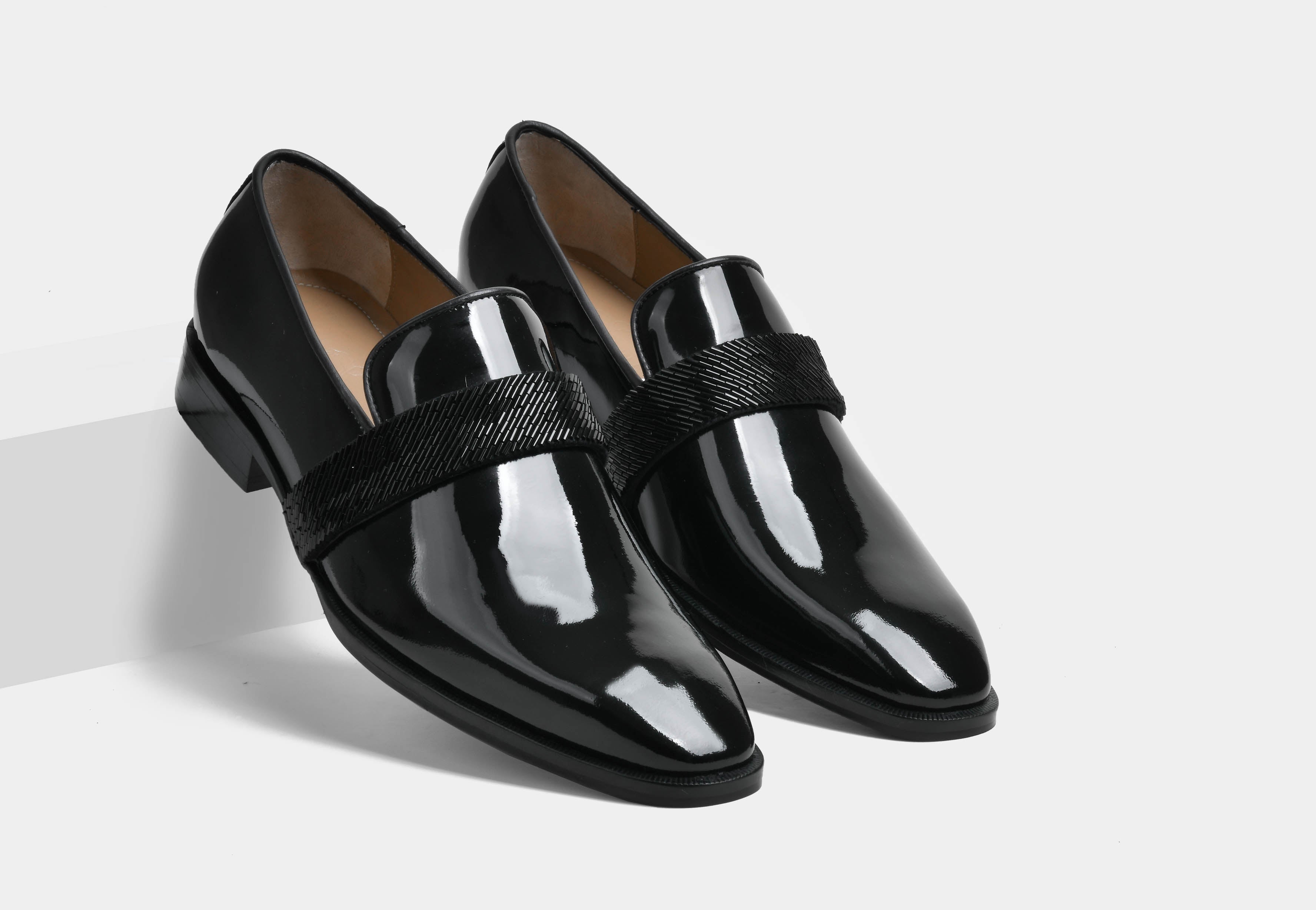 Ellis | Men Black Patent embellished slip-on