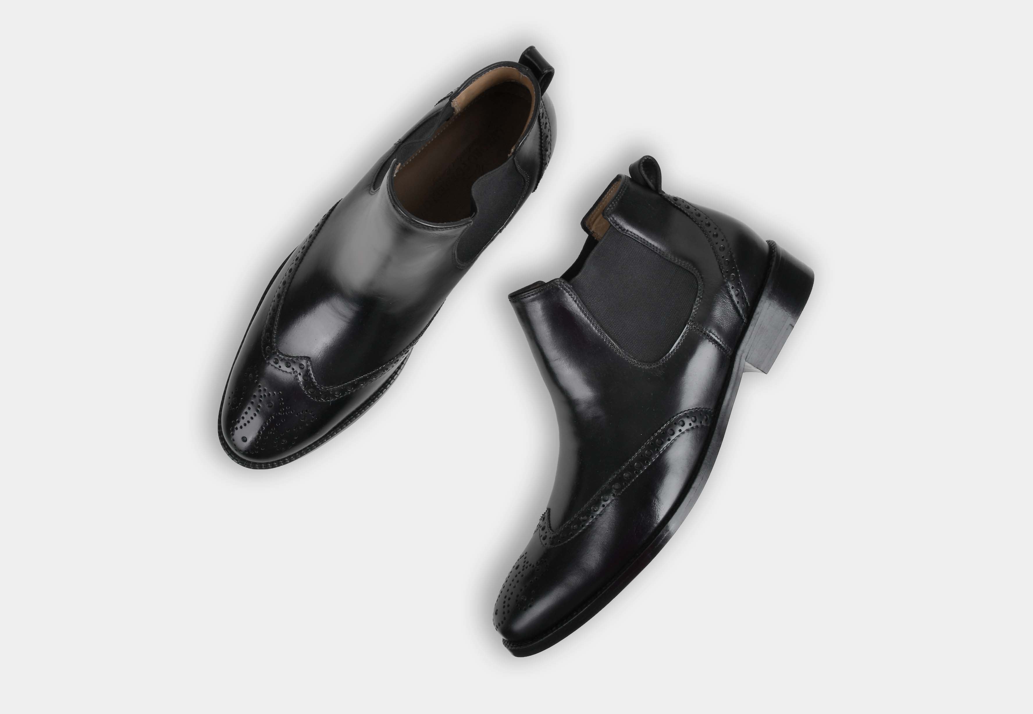 HUGO | MEN BLACK BROGUE CHELSEA BOOTS