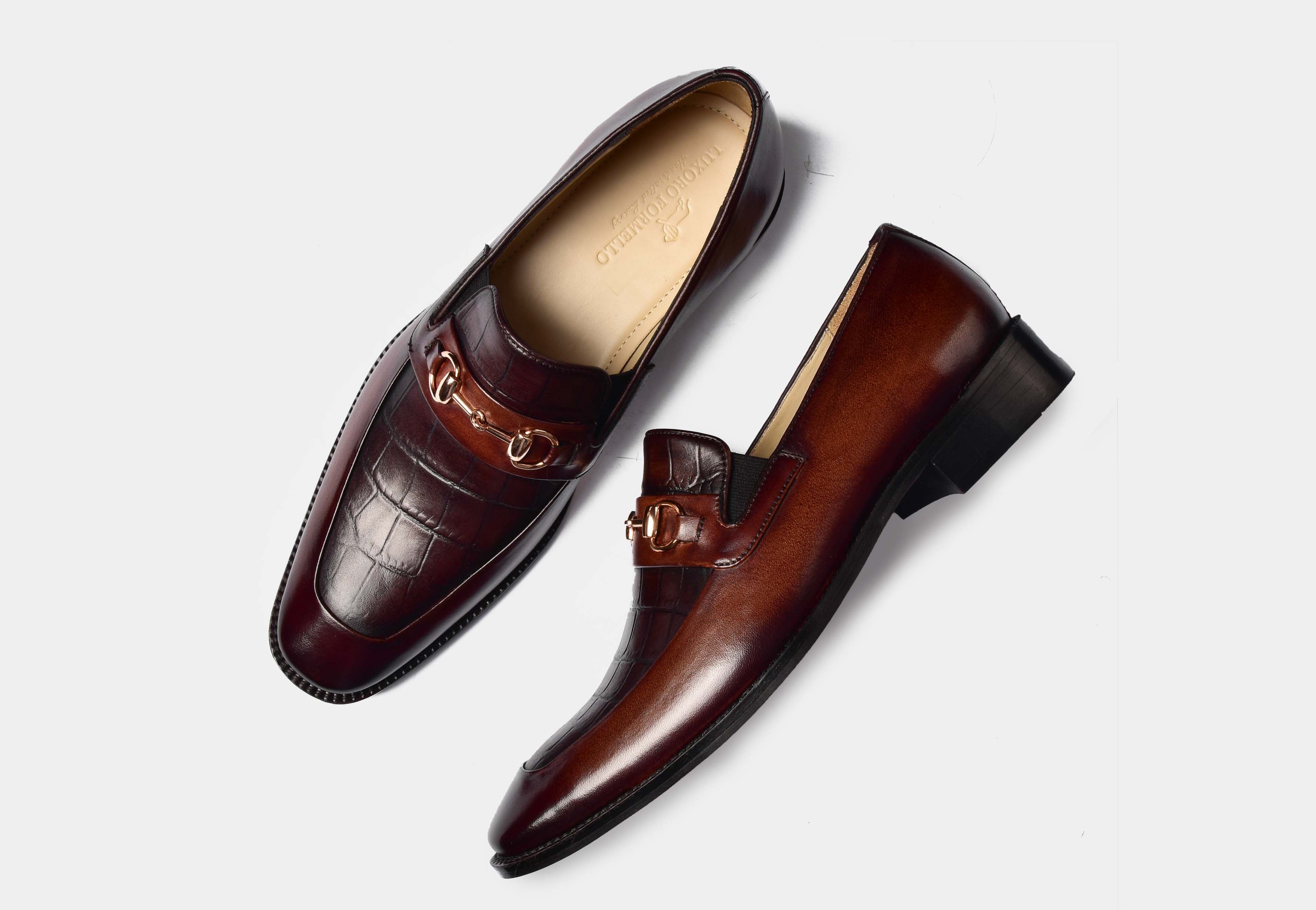 Sean | MEN BROWN CROCO HORSEBIT LOAFERS