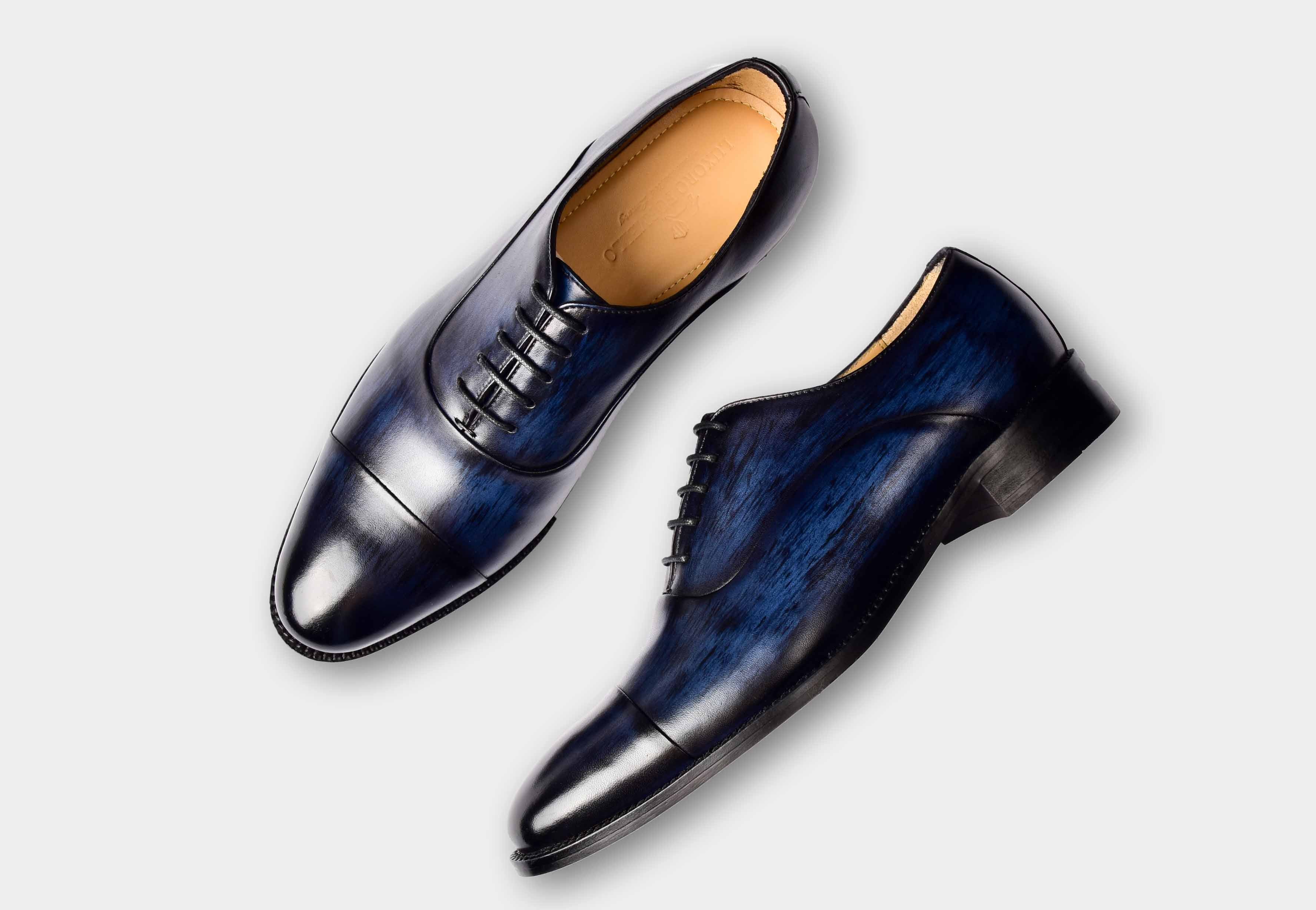 Stephen | MEN BLUE PATINA CAP-TOE OXFORDS