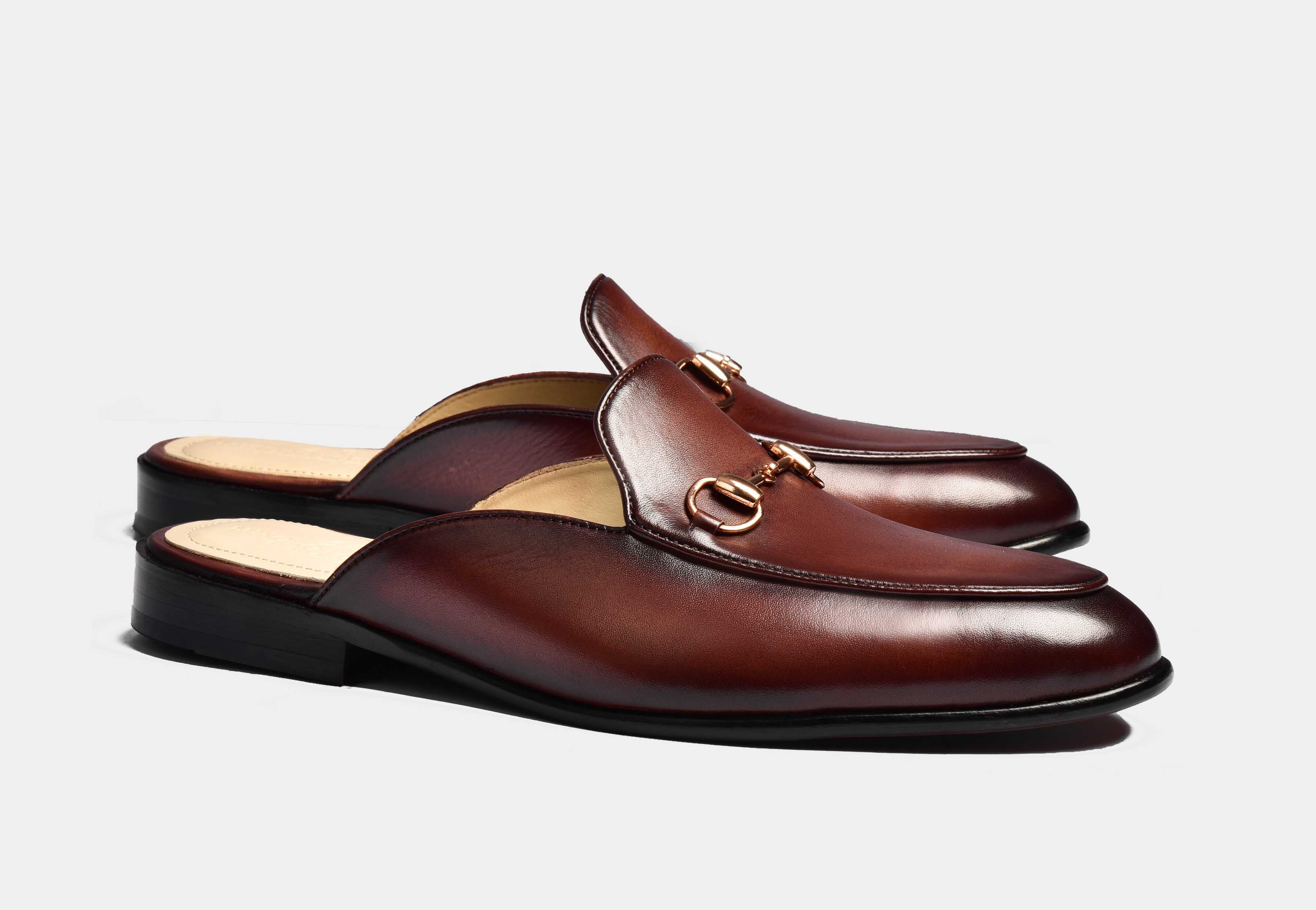 ARNO | Brown Formal Mules with metal Trim