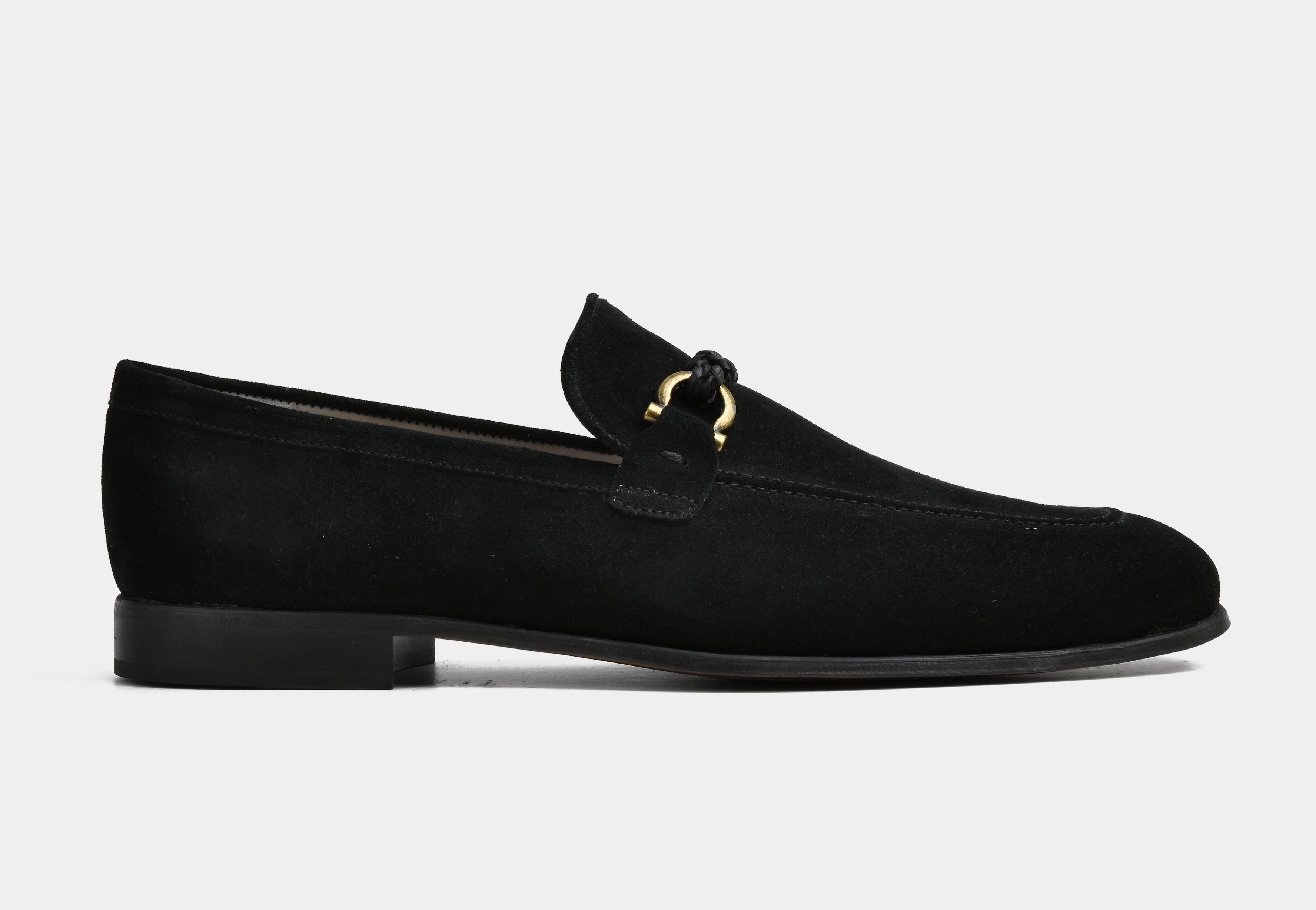 VALENZO | MEN BLACK SUEDE HORSEBIT LOAFERS