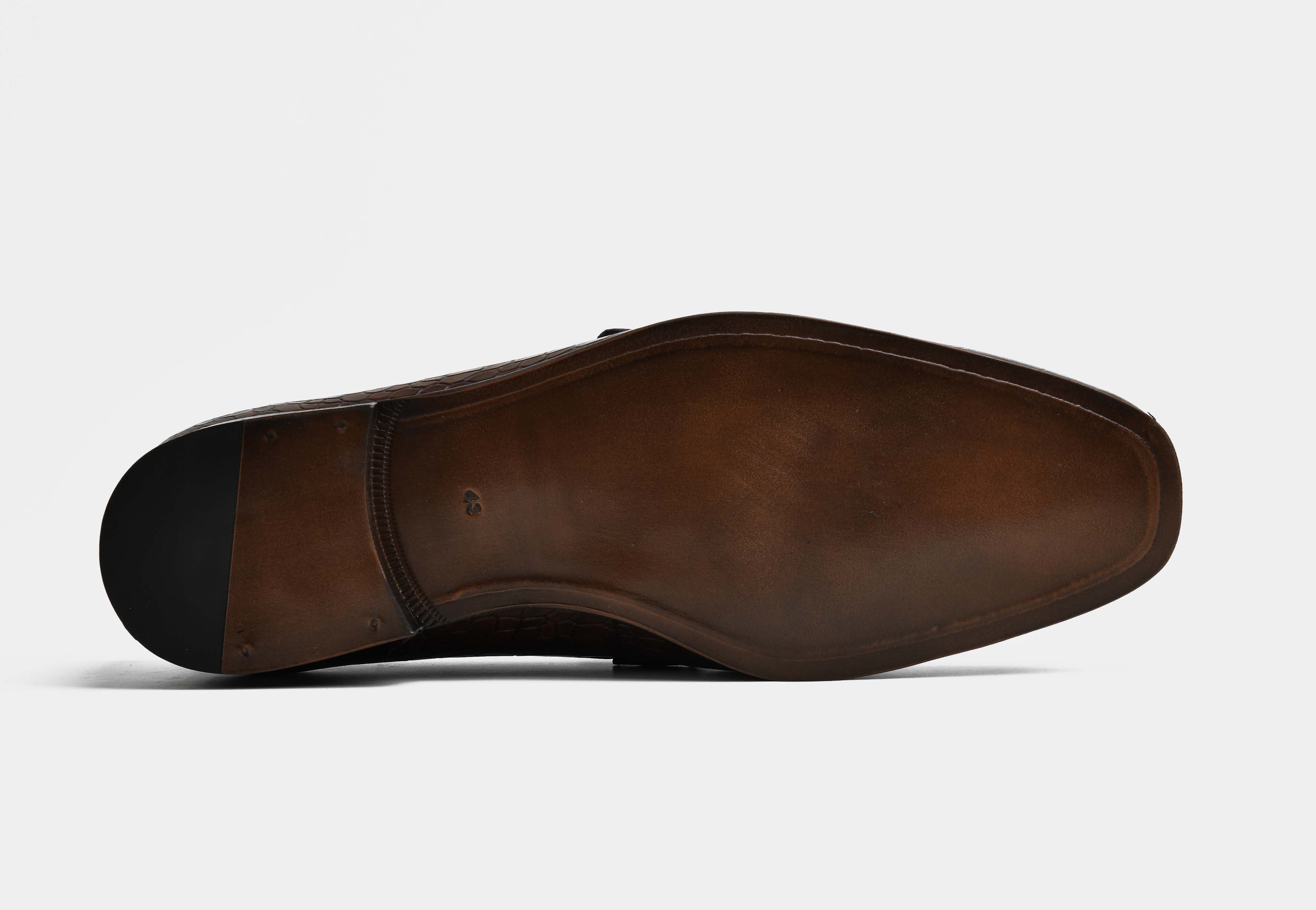MARCHELLI | MEN BROWN HAND-BURNISHED BUCKLE LOAFERS