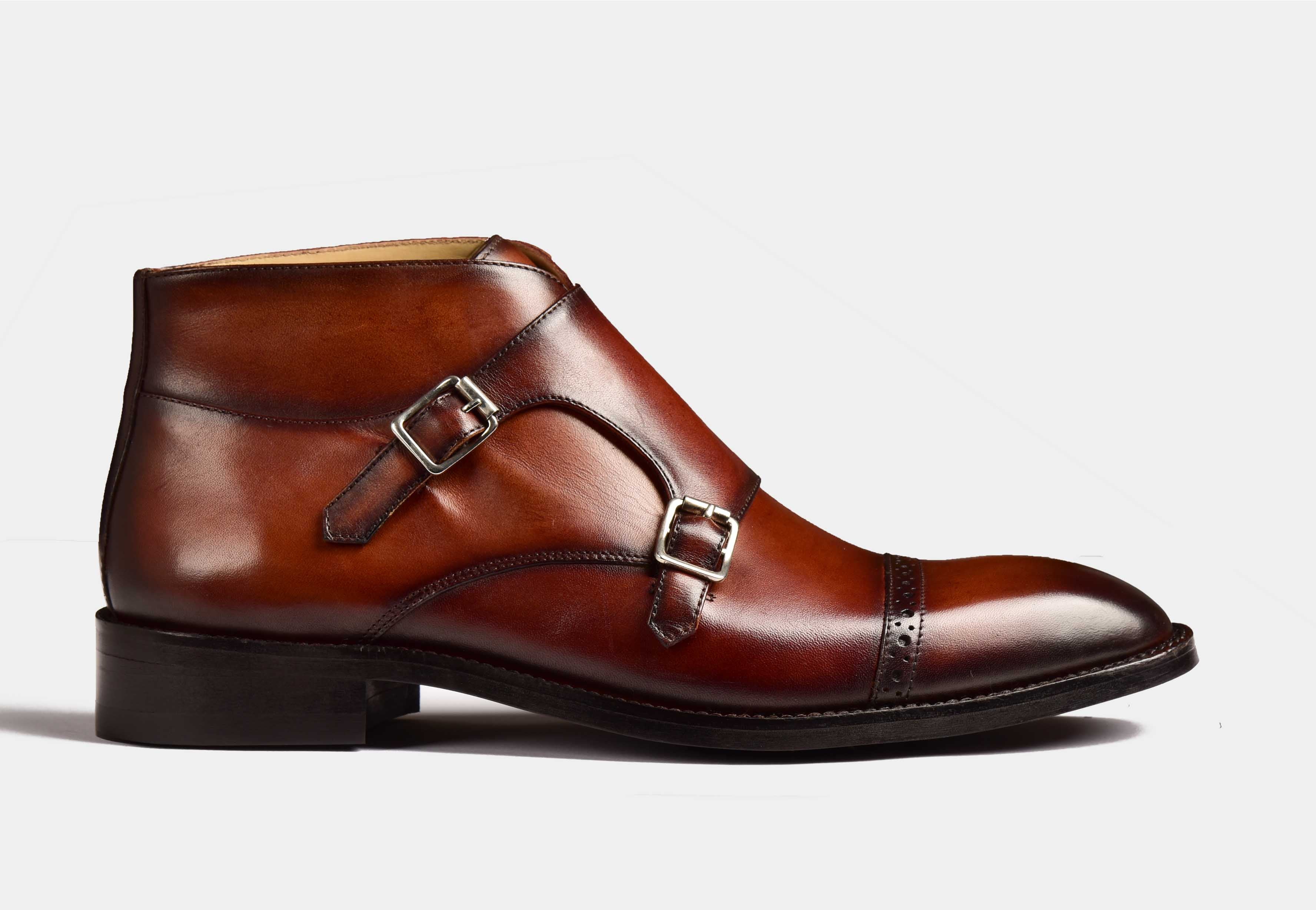 Patrik |MEN BROWN BROGUE BUCKLE BOOTS