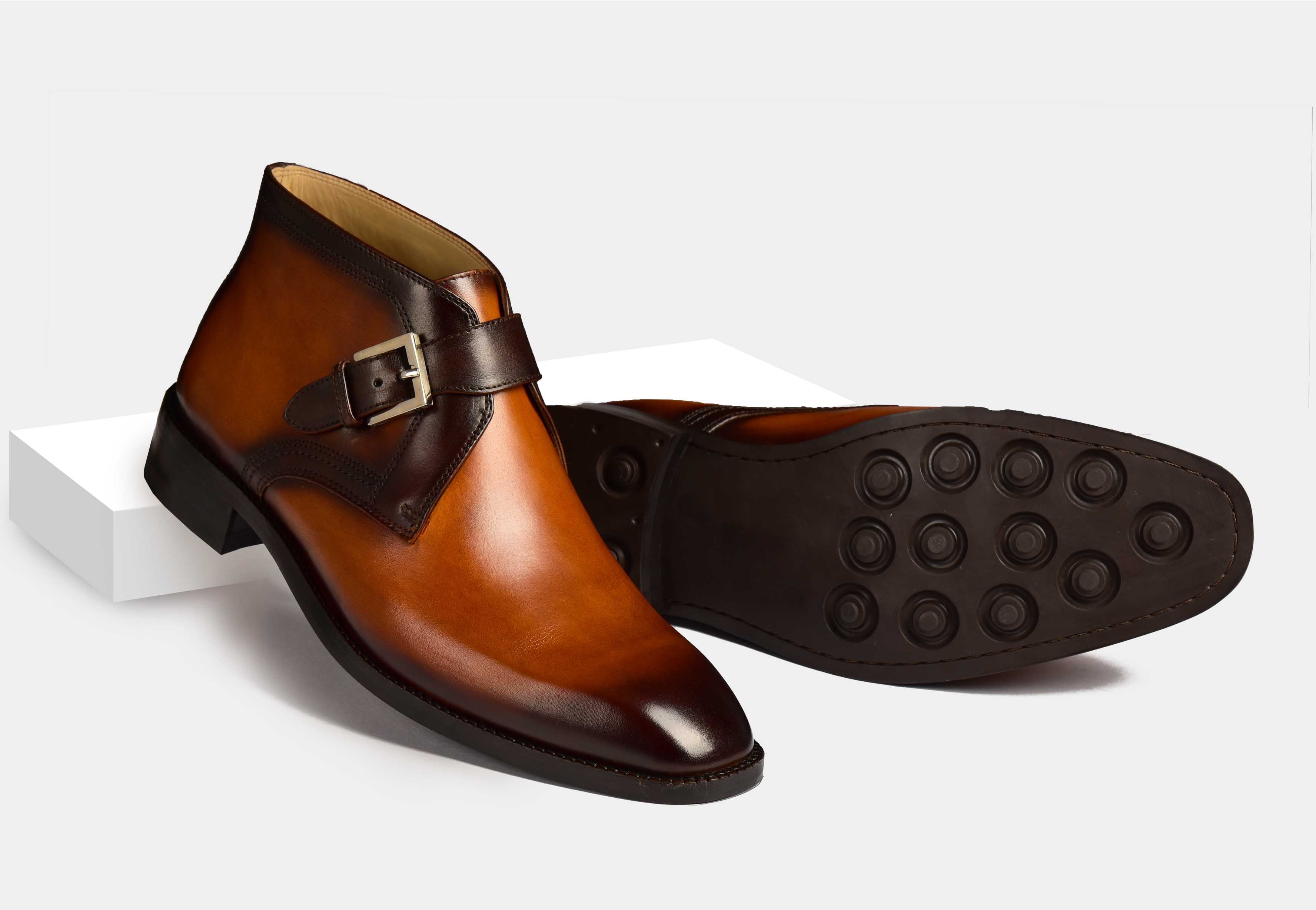 Nicholas | MEN BROWN MONK STRAP BOOTS