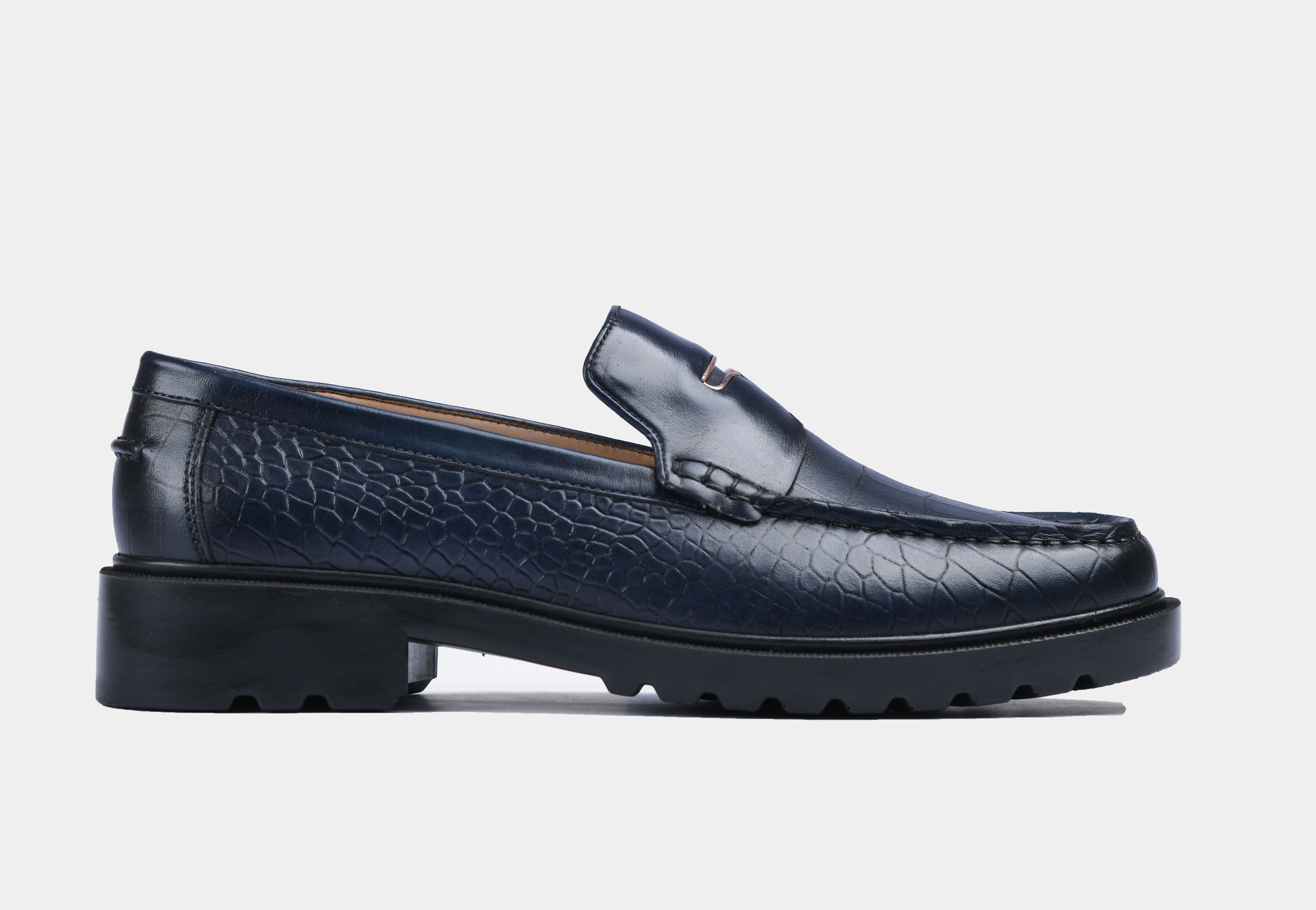 Blue Croc Trim Loafers | SoleSculpt Lite