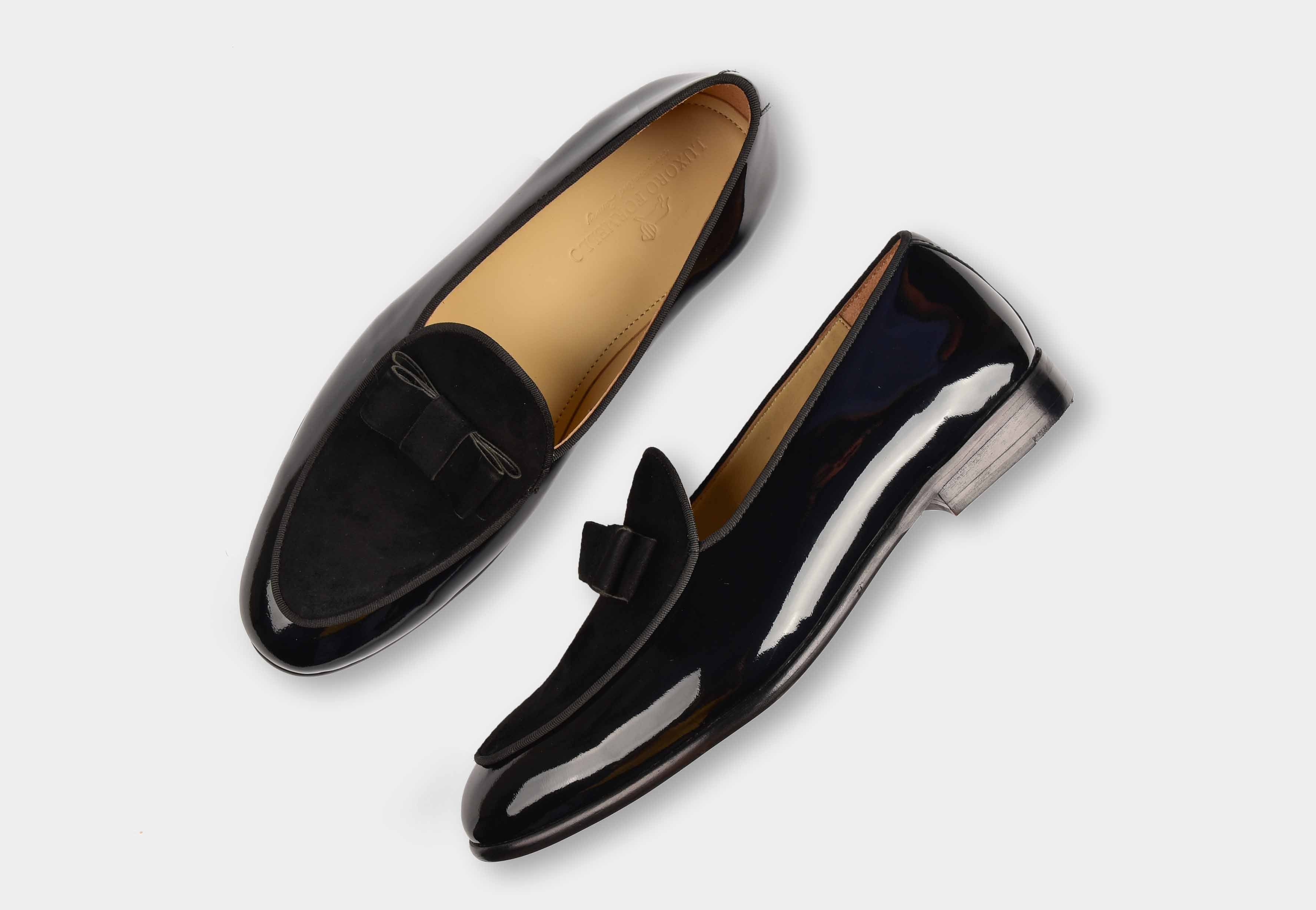 ARNO | Black Patent Calf with Bow-Tie Silhouette