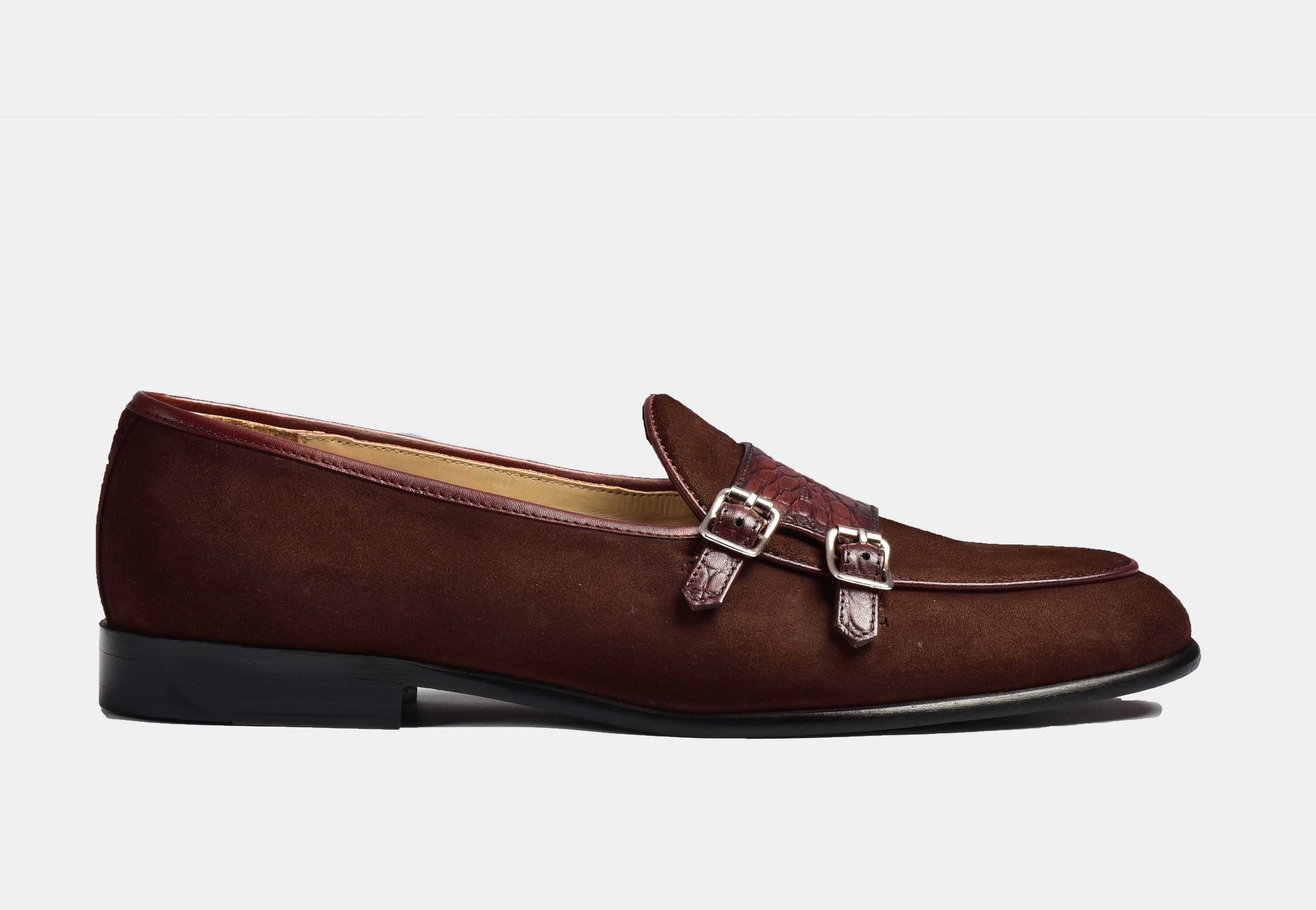 ARNO | Brown Suede With Double Monk Strap
