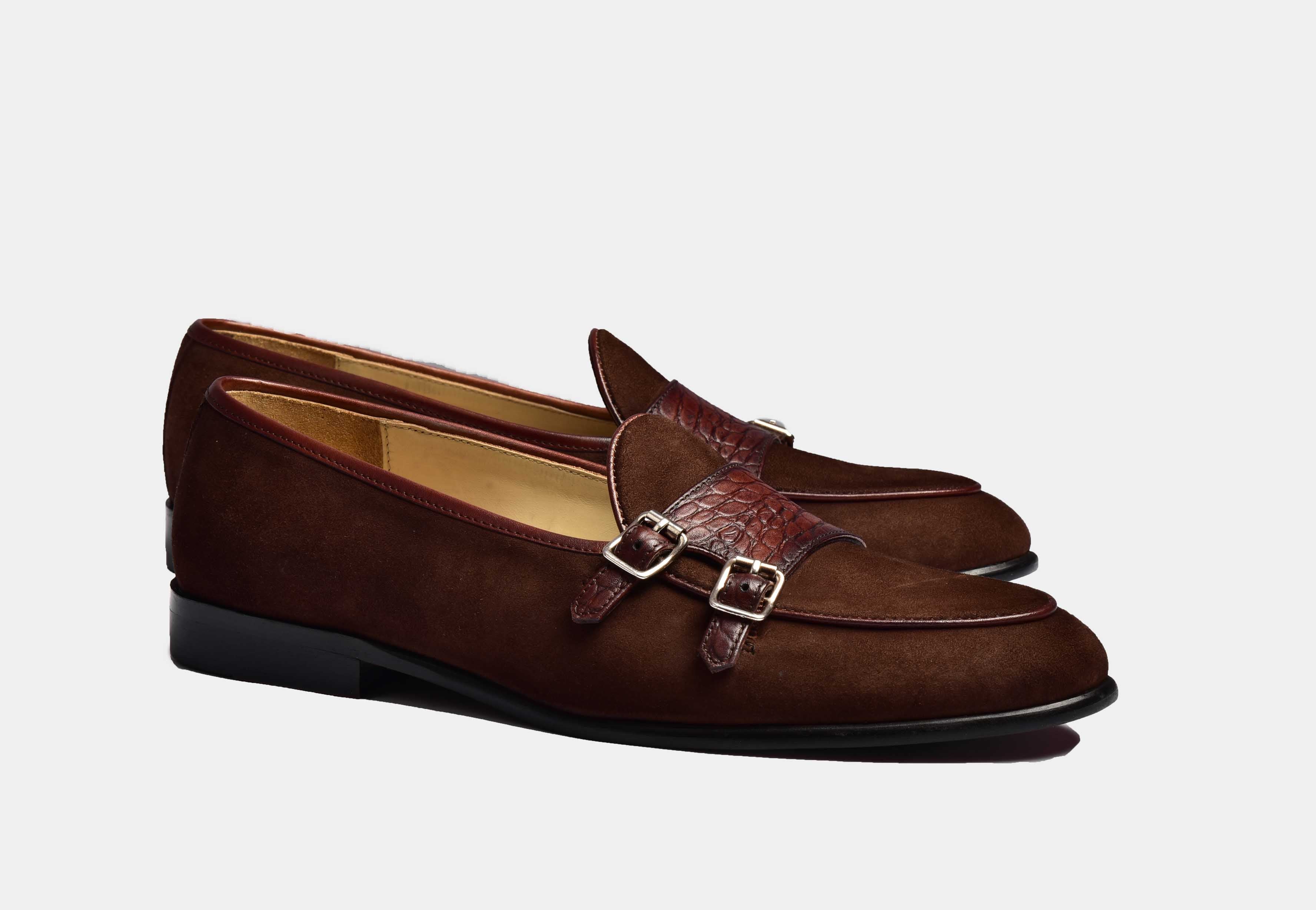 ARNO | Brown Suede With Double Monk Strap