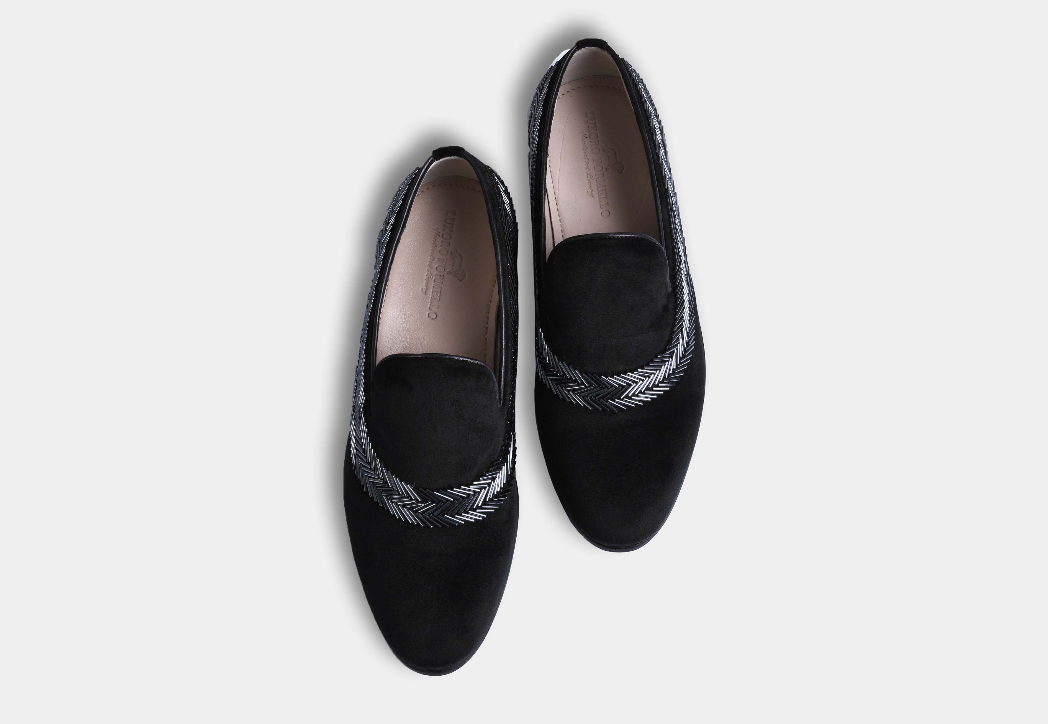 ALONZO BLACK embroidered slip-ons