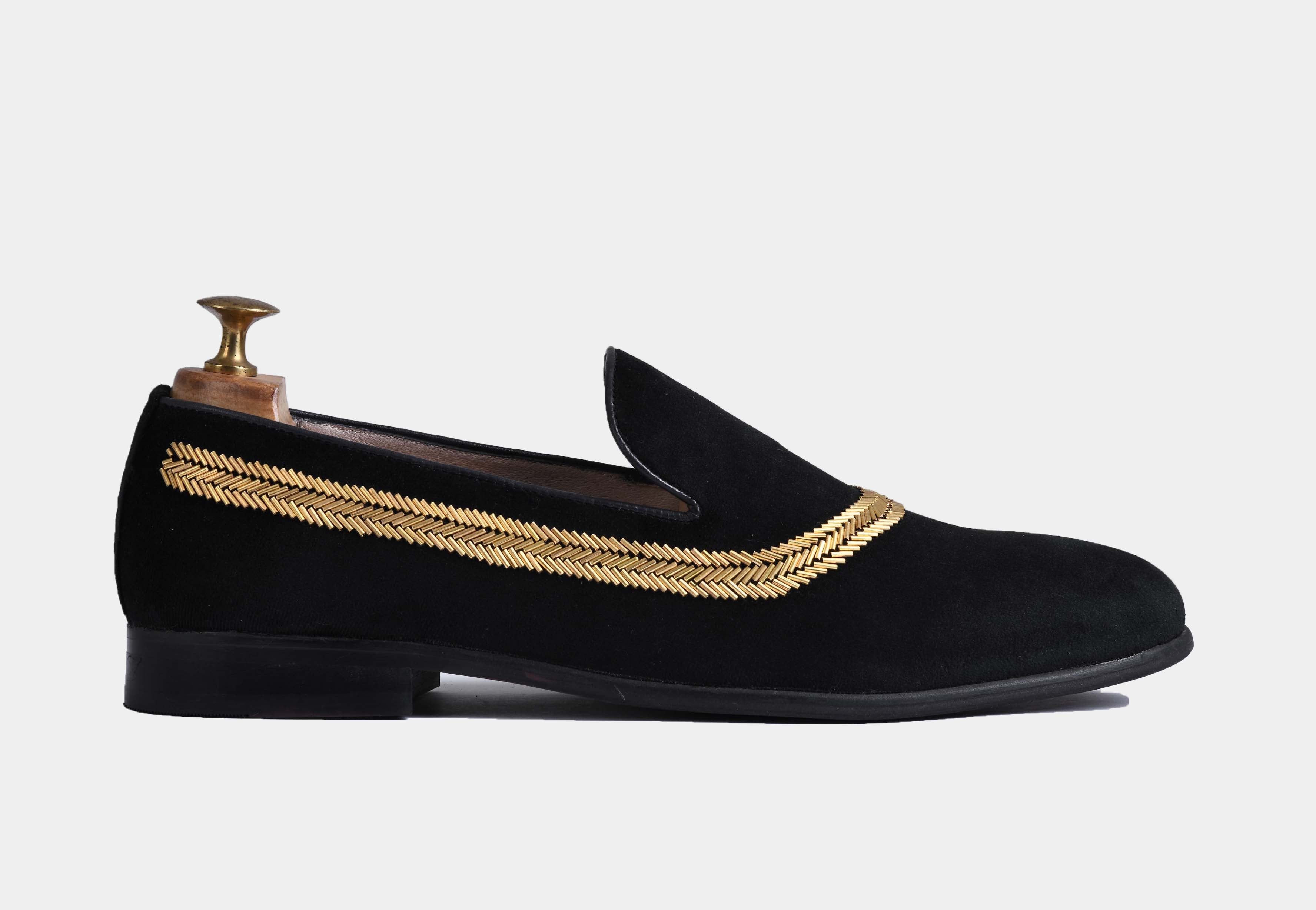 ALVARO BLACK  embroidered slip-ons