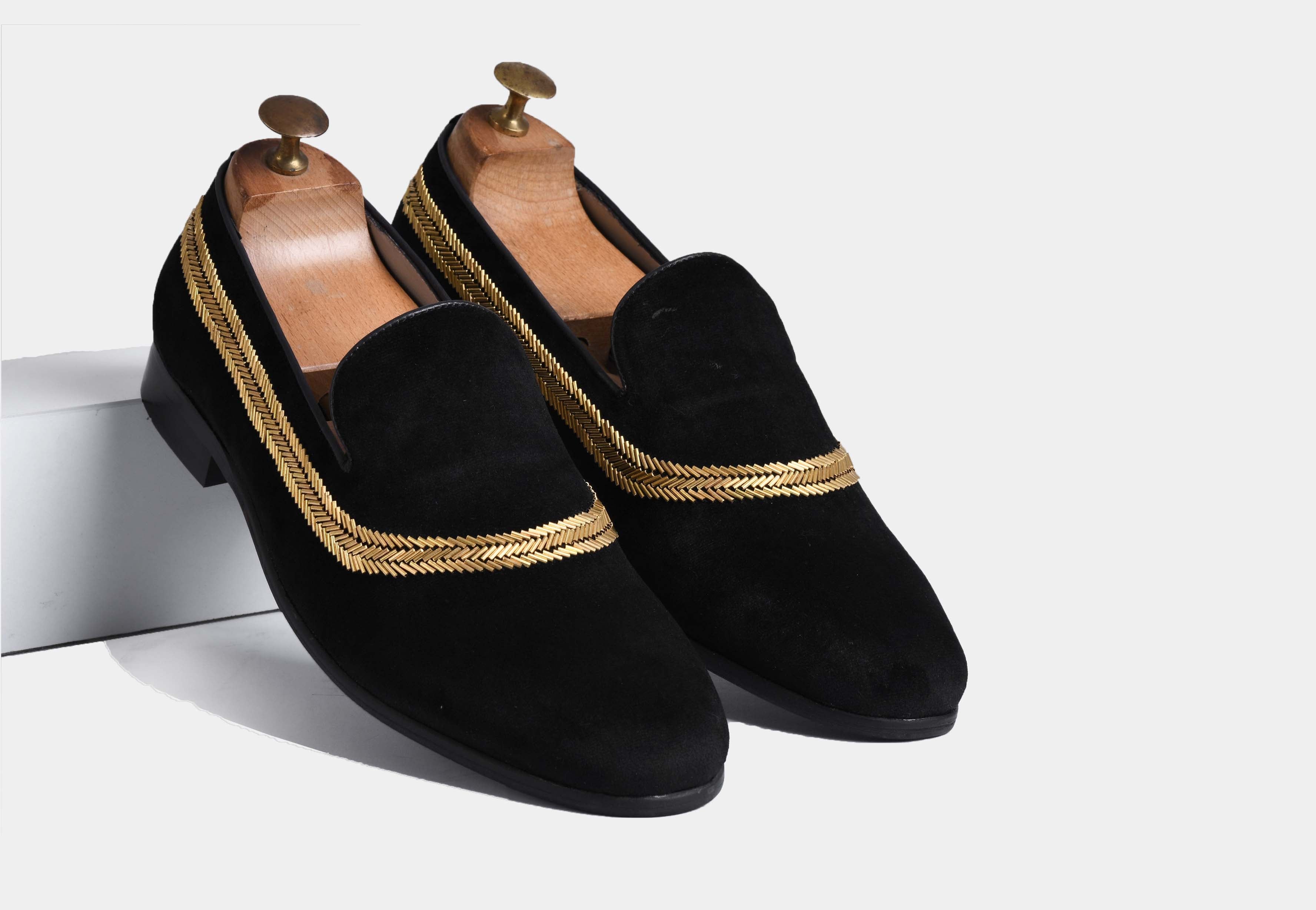 ALVARO BLACK  embroidered slip-ons
