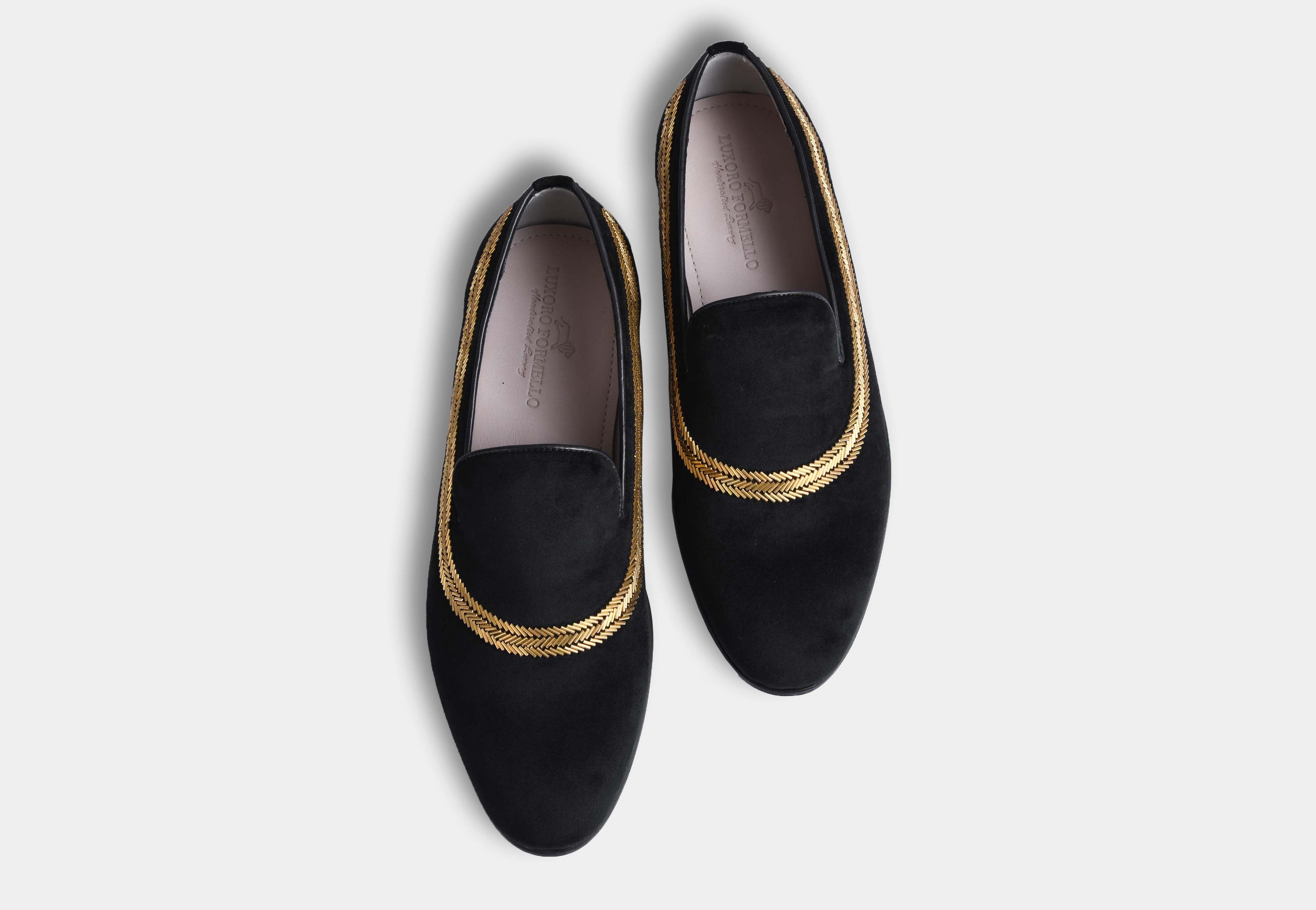 ALVARO BLACK  embroidered slip-ons