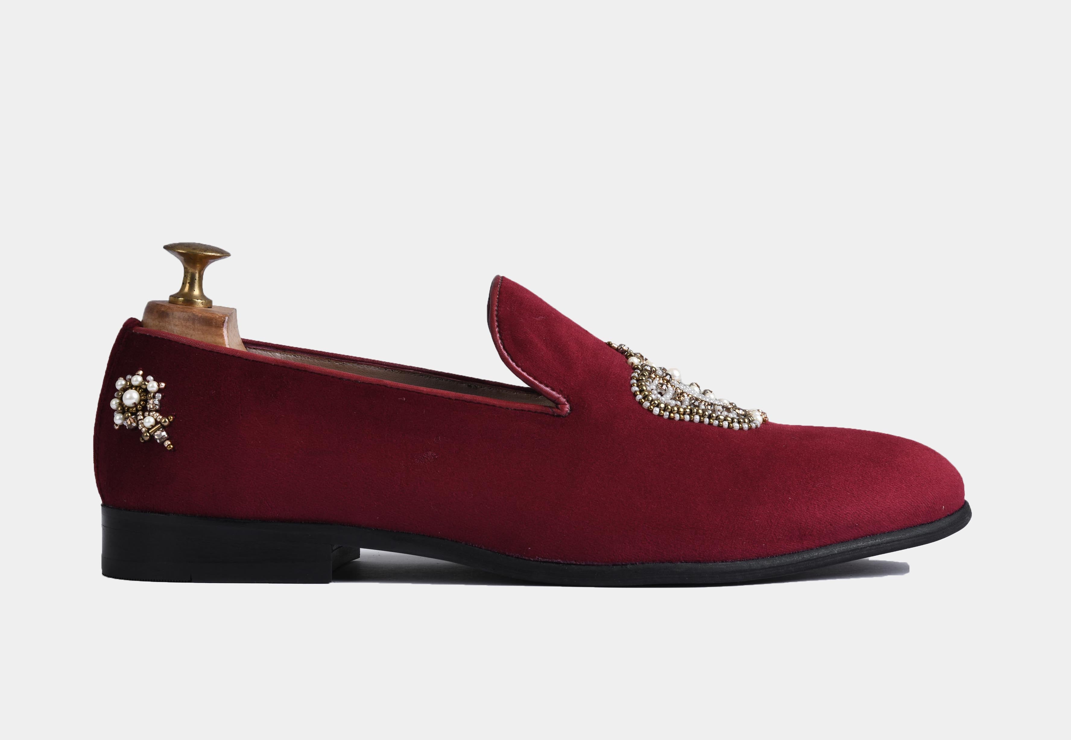 MACEO MAROON embroidered slip-ons