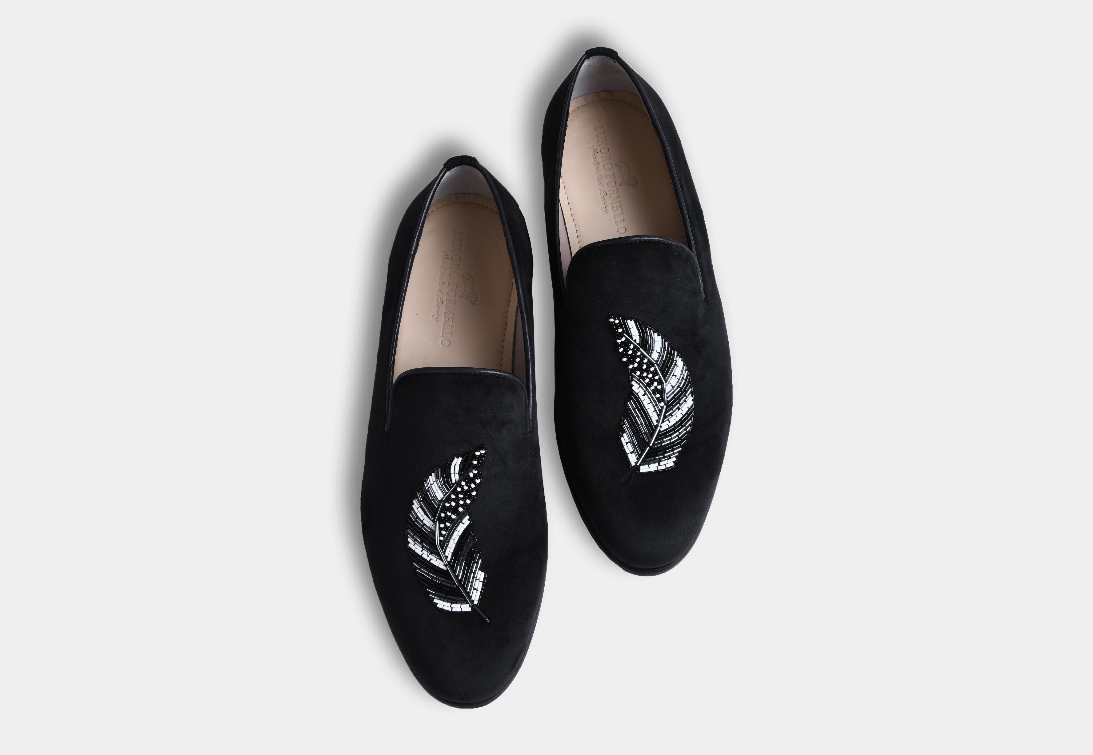Sabino BLACK embroidered slip-ons