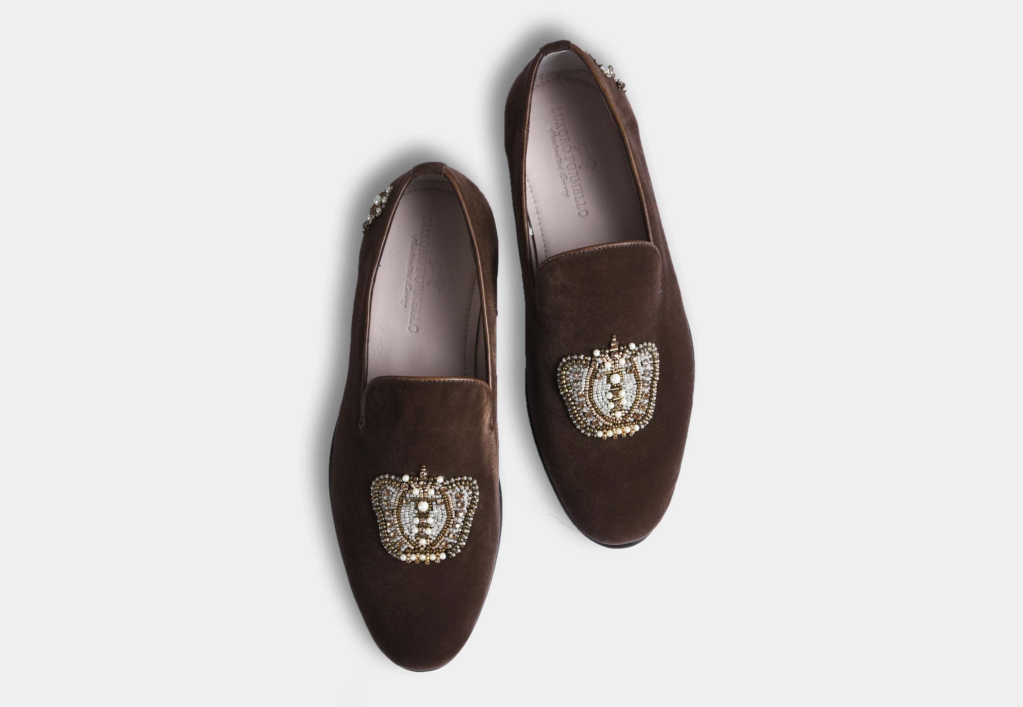 emiliano brown embroidered slipons