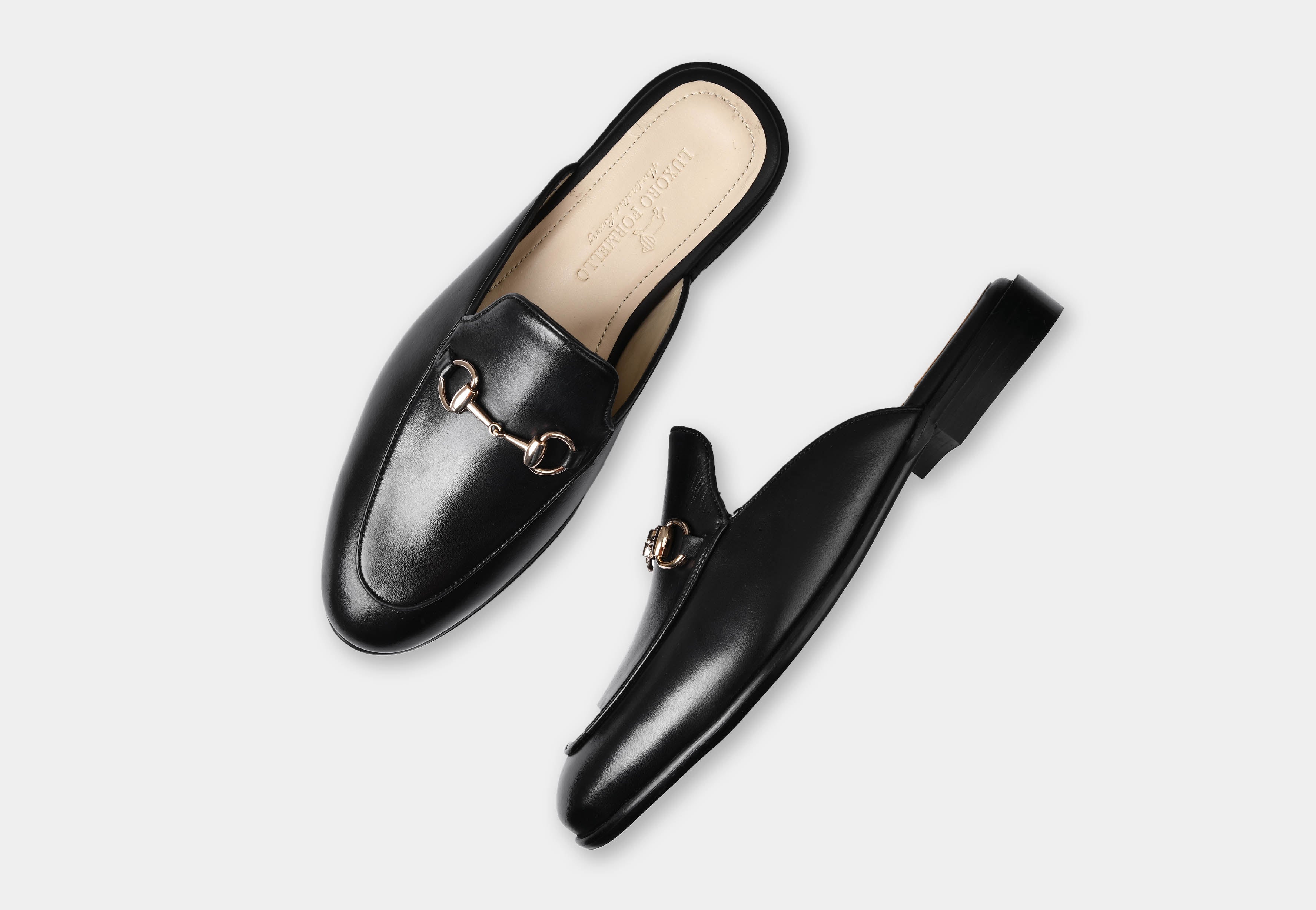 Mule | Black with Gold Trim