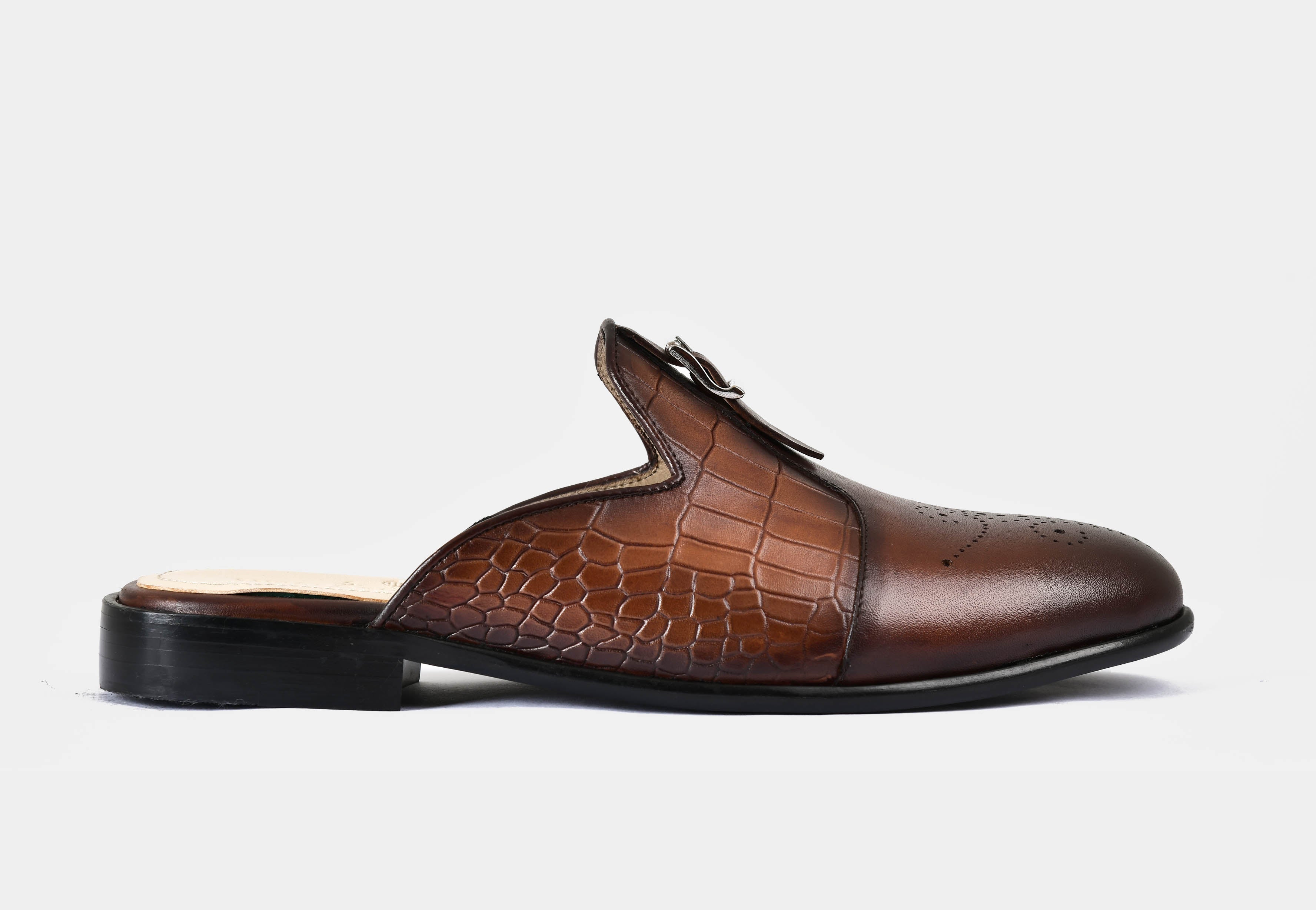MULE | TAN CROCO TRIM