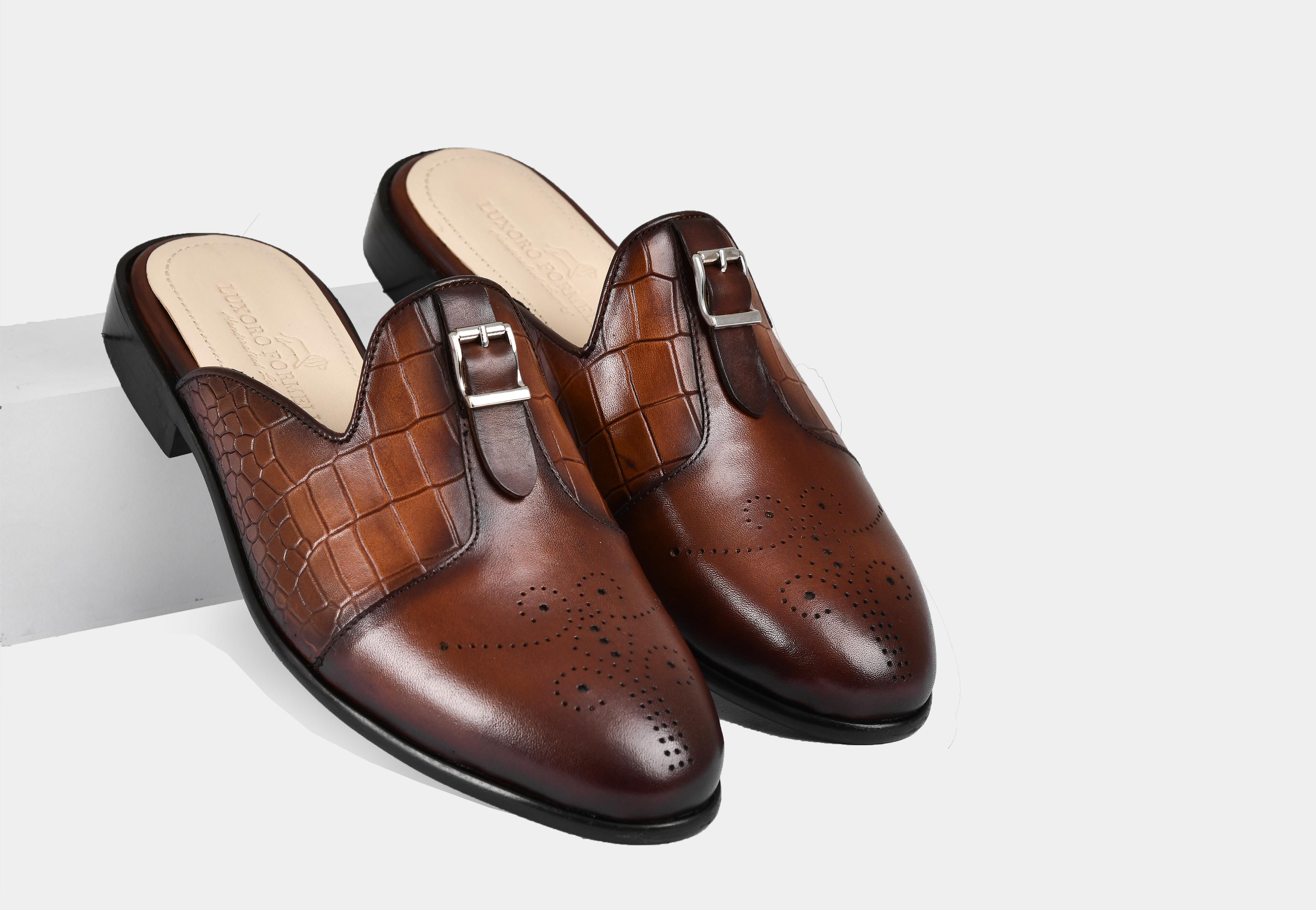 MULE | TAN CROCO TRIM