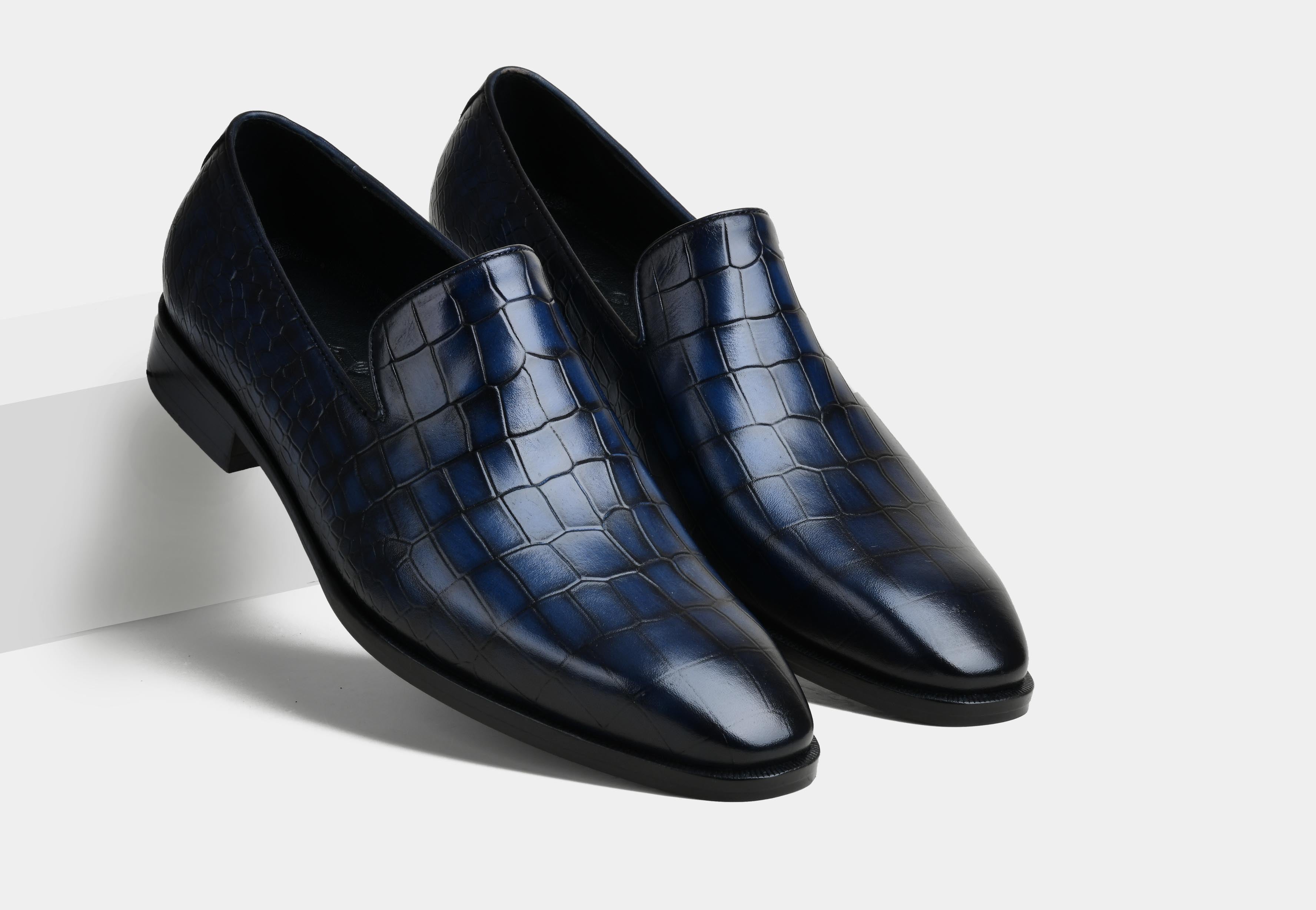 MASSIMO | MEN CROC BLUE LEATHER LOAFERS