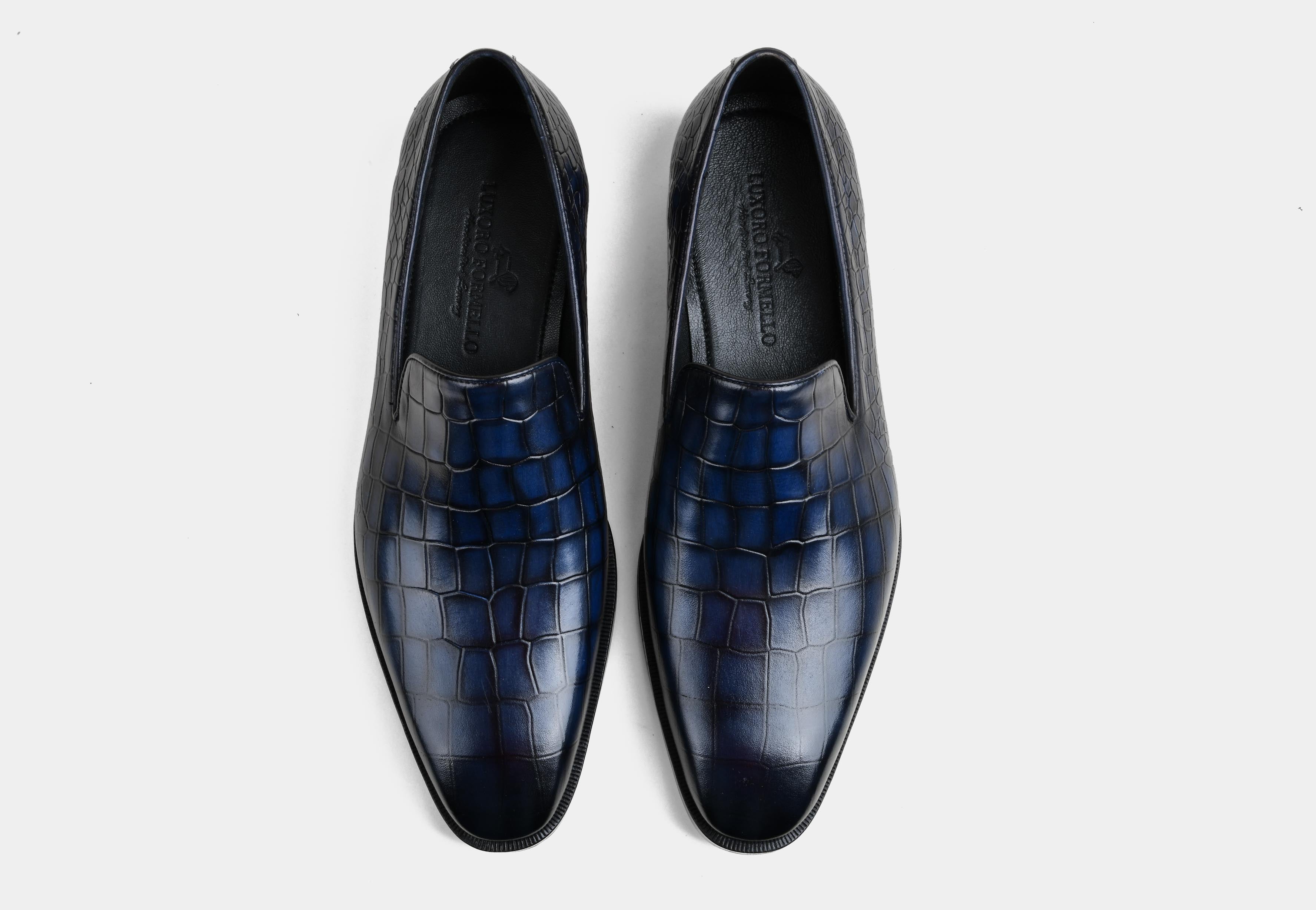 MASSIMO | MEN CROC BLUE LEATHER LOAFERS