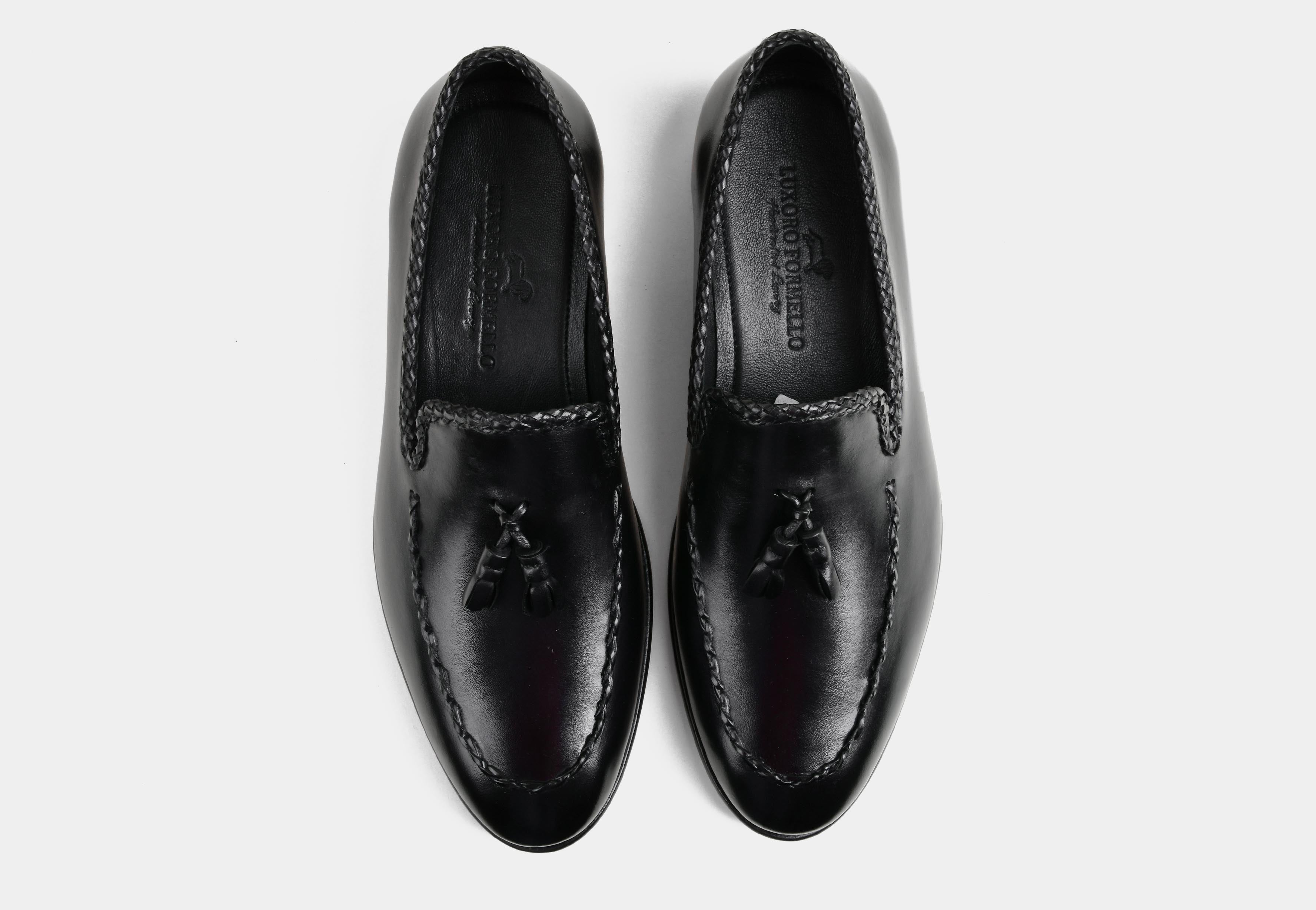 CILIAN | MEN BLACK TASSEL LEATHER LOAFERS