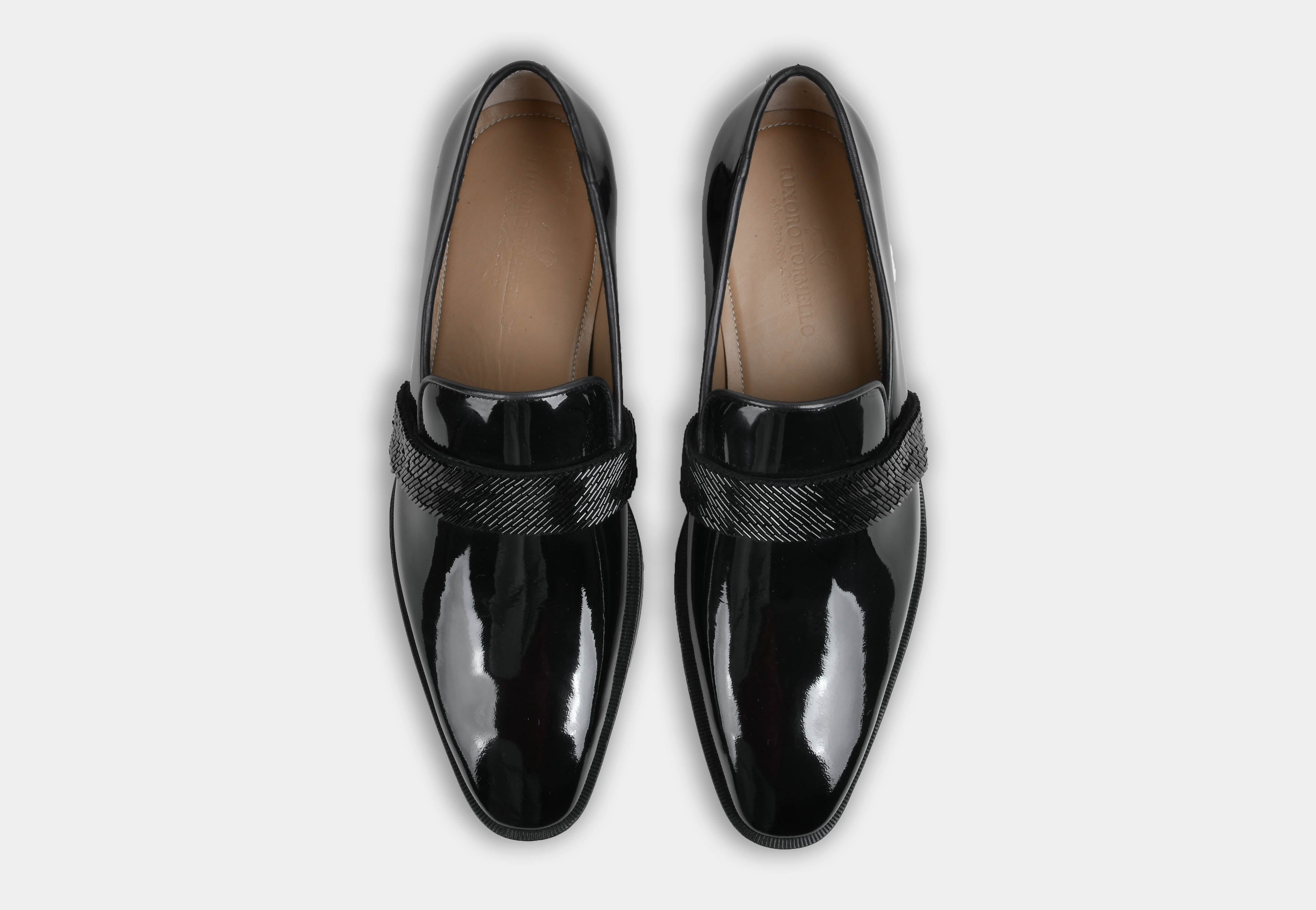Ellis | Men Black Patent embellished slip-on