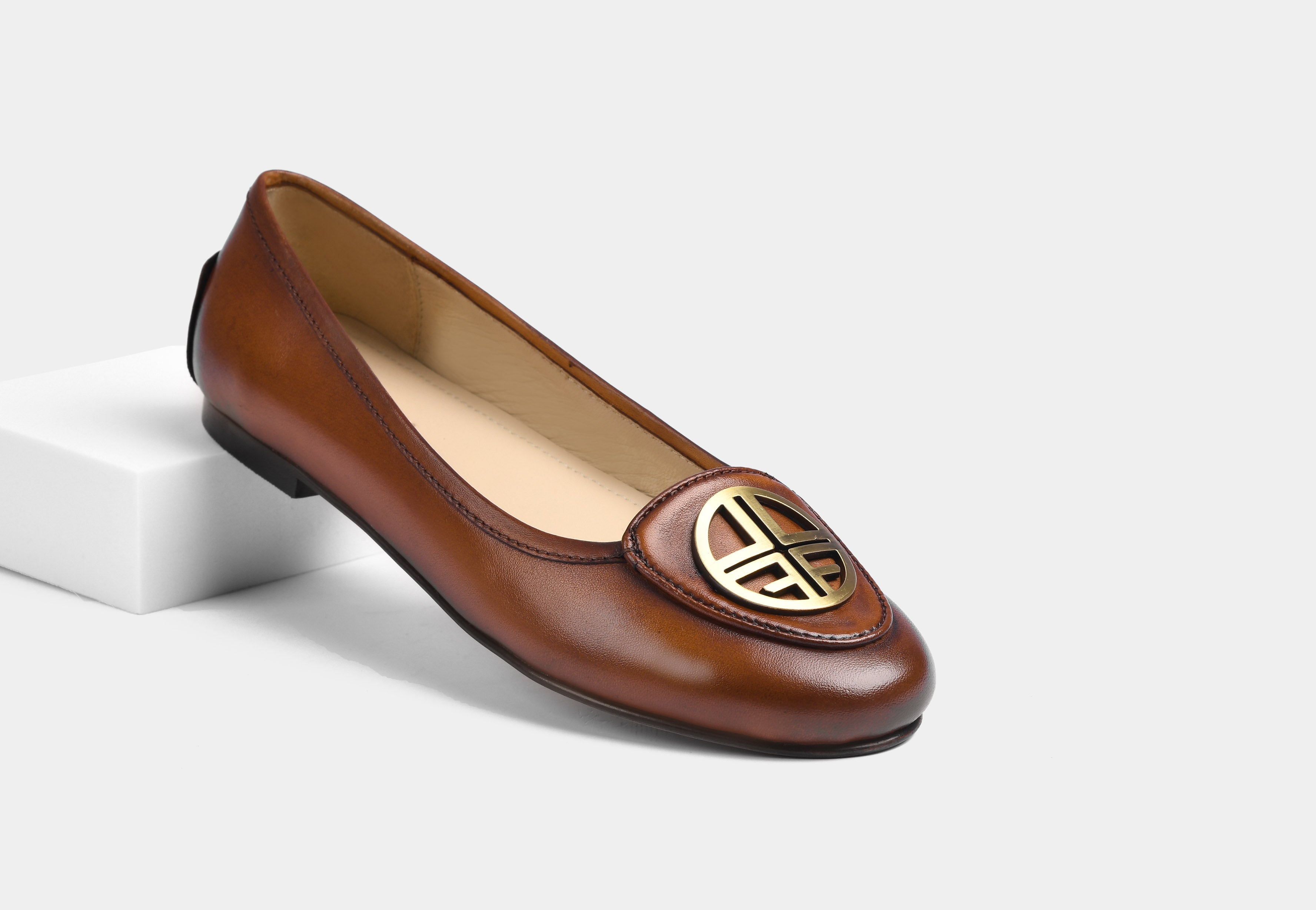 Kate Ballerinas in Tan Leather