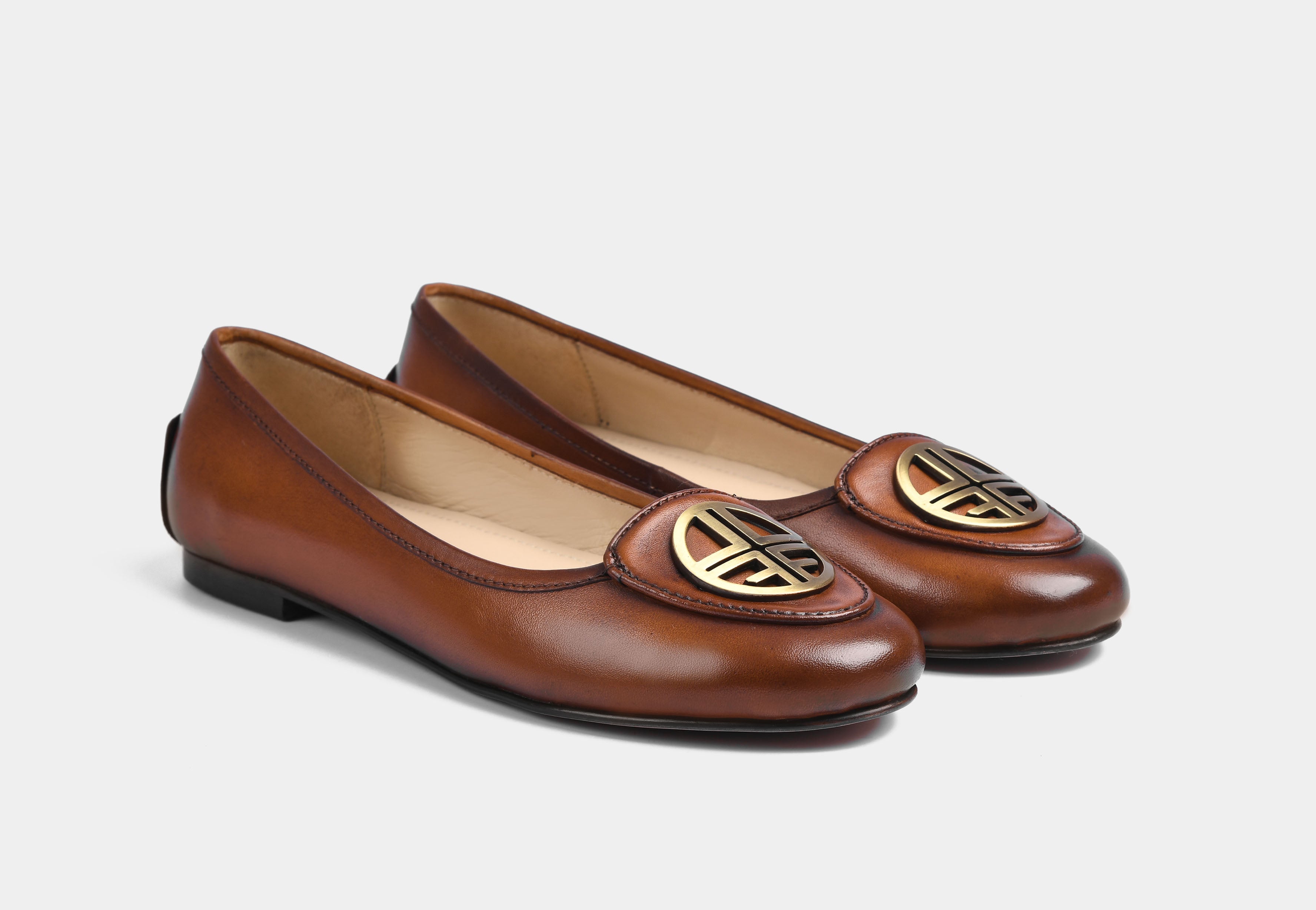 Kate Ballerinas in Tan Leather