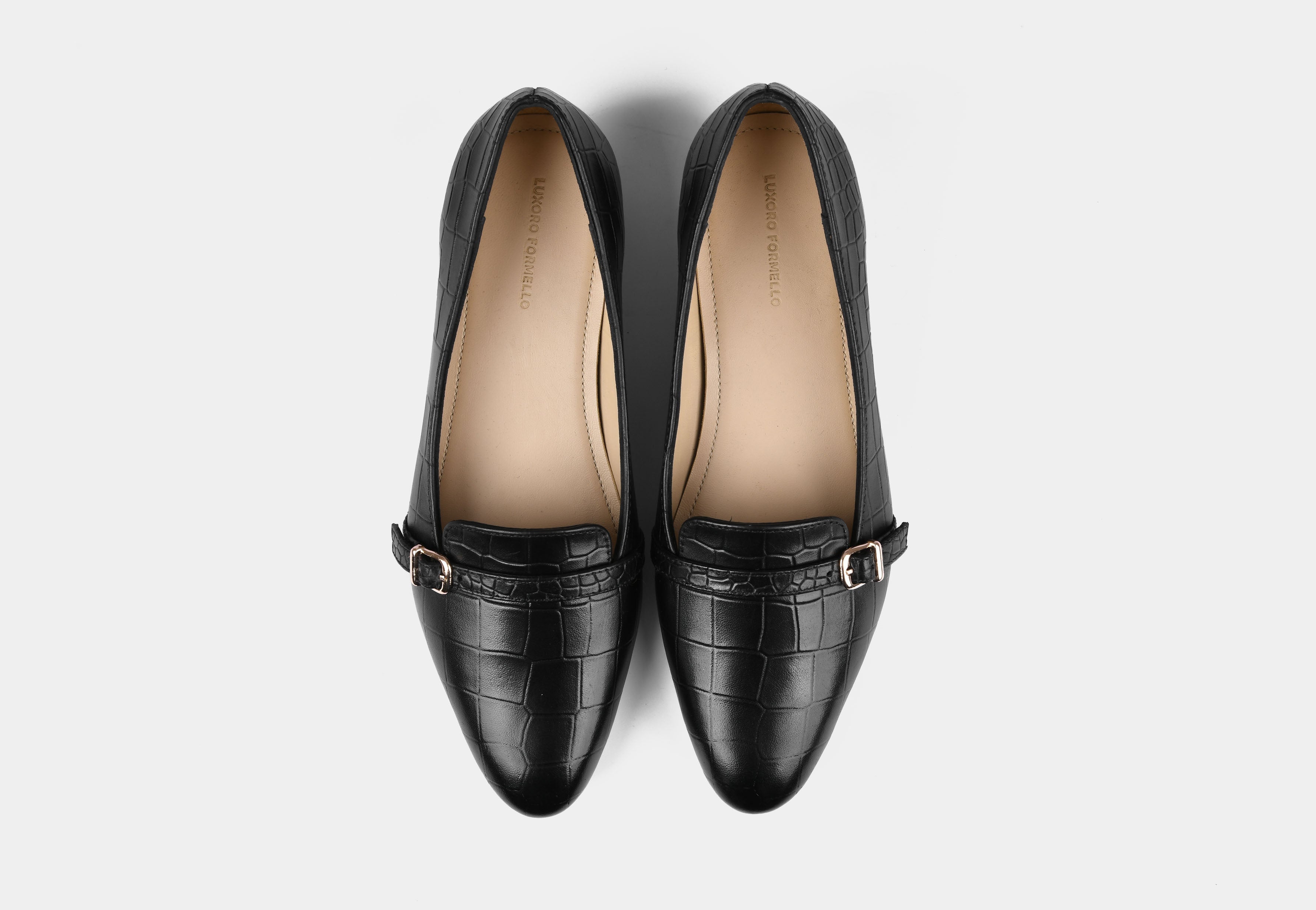 ADELIN WOMEN LEATHER PUMPS IN CROC BLACK