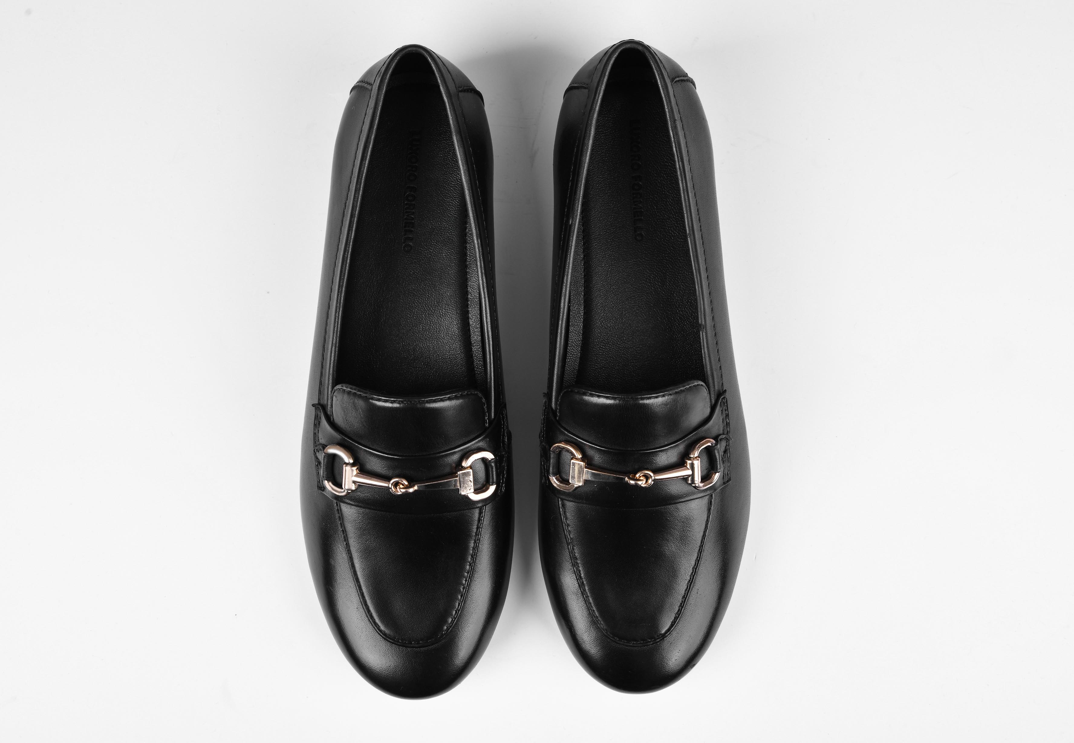 Lucio Black Leather Women Loafers