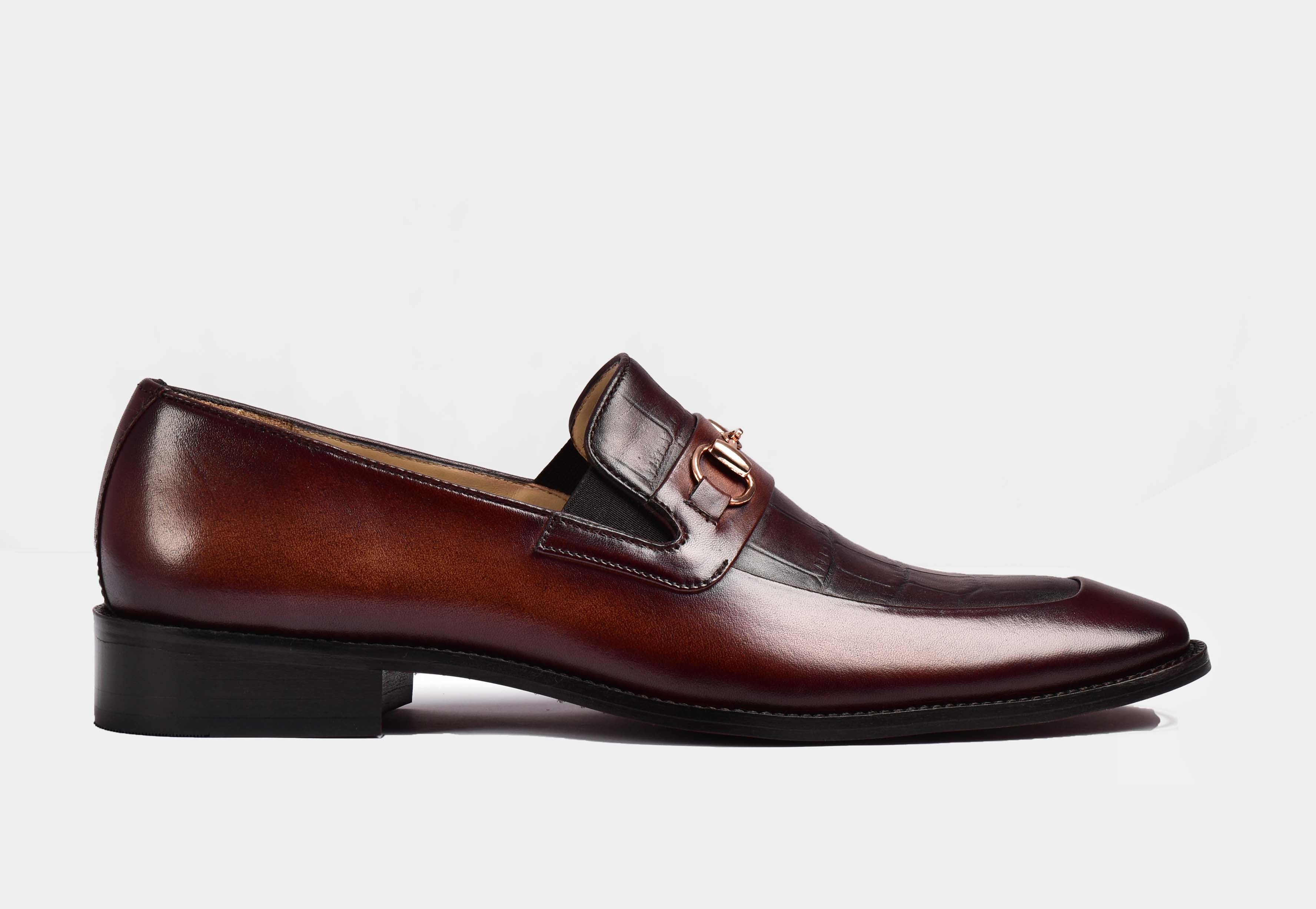 Sean | MEN BROWN CROCO HORSEBIT LOAFERS
