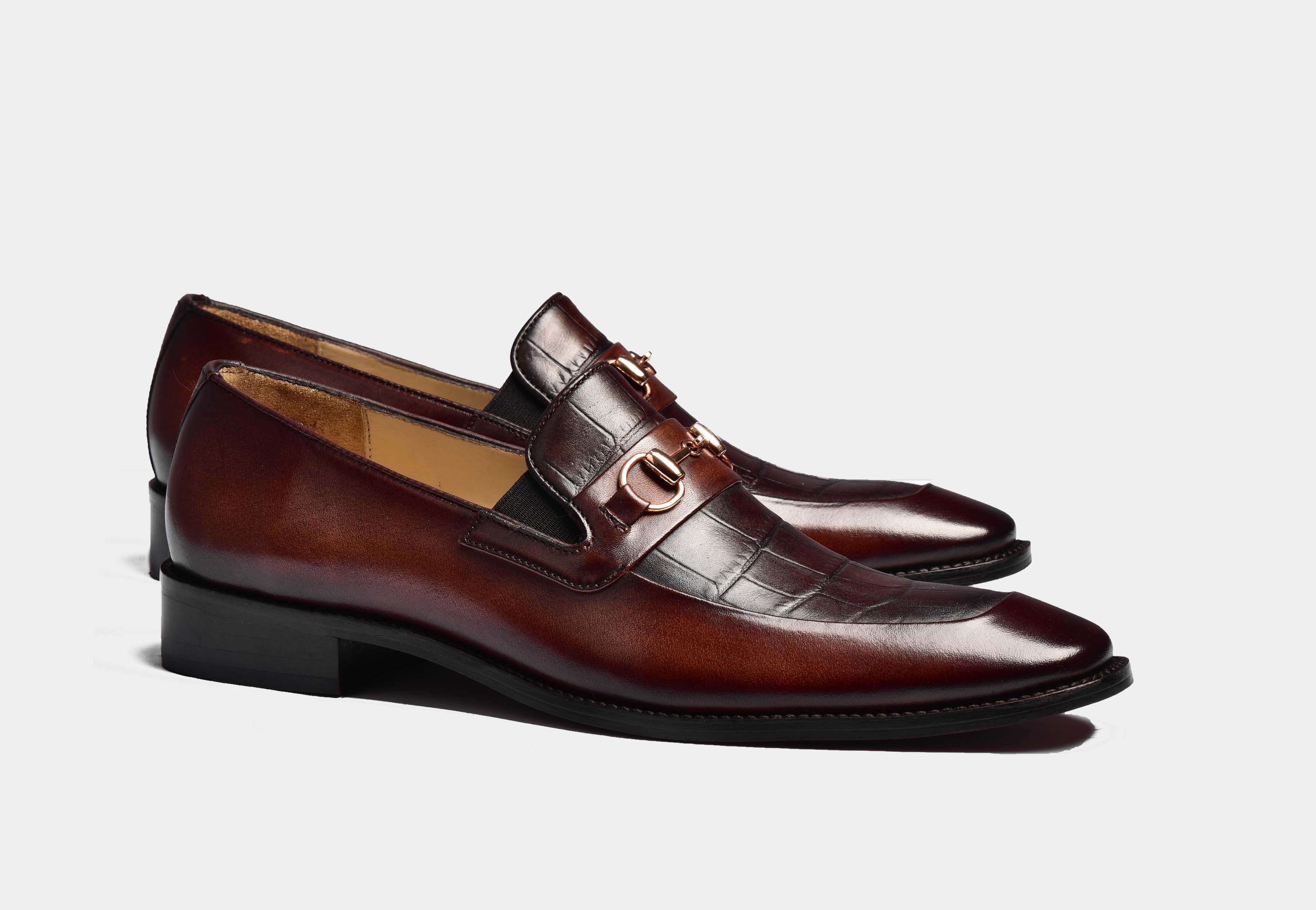 Sean | MEN BROWN CROCO HORSEBIT LOAFERS