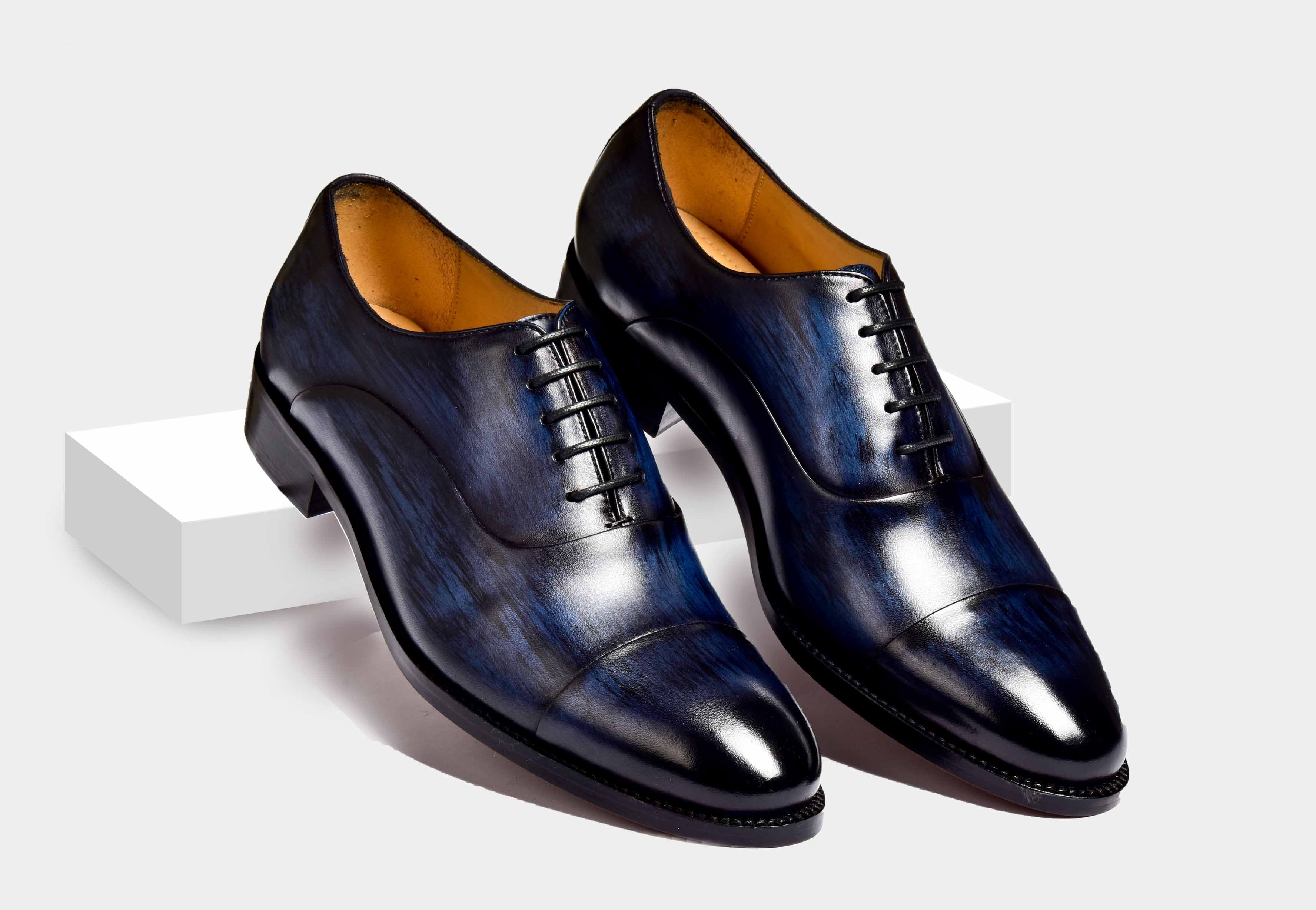 Stephen | MEN BLUE PATINA CAP-TOE OXFORDS