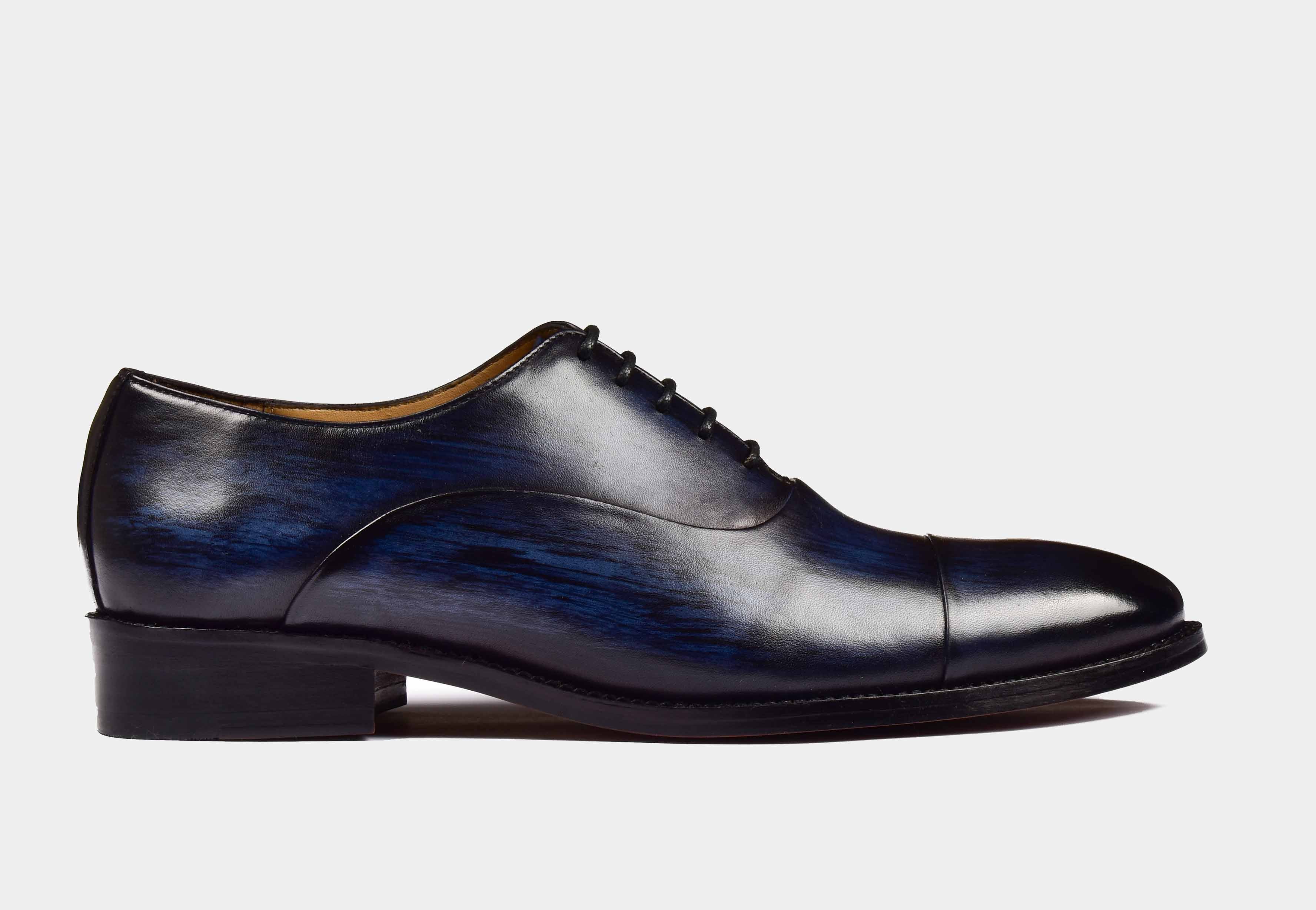 Stephen | MEN BLUE PATINA CAP-TOE OXFORDS