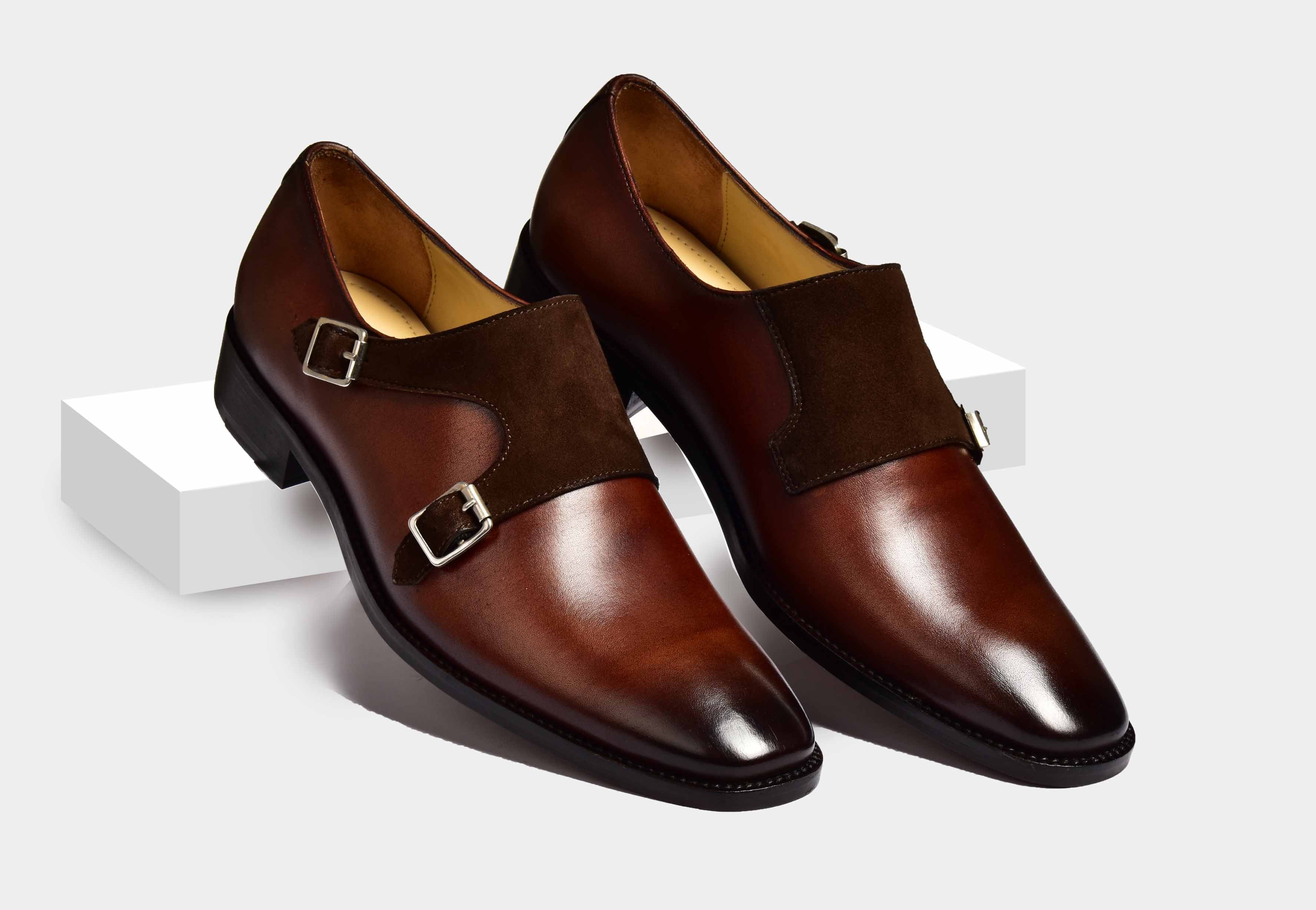 Thomas | MEN BROWN LEATHER & SUEDE DOUBLE MONK STRAPS