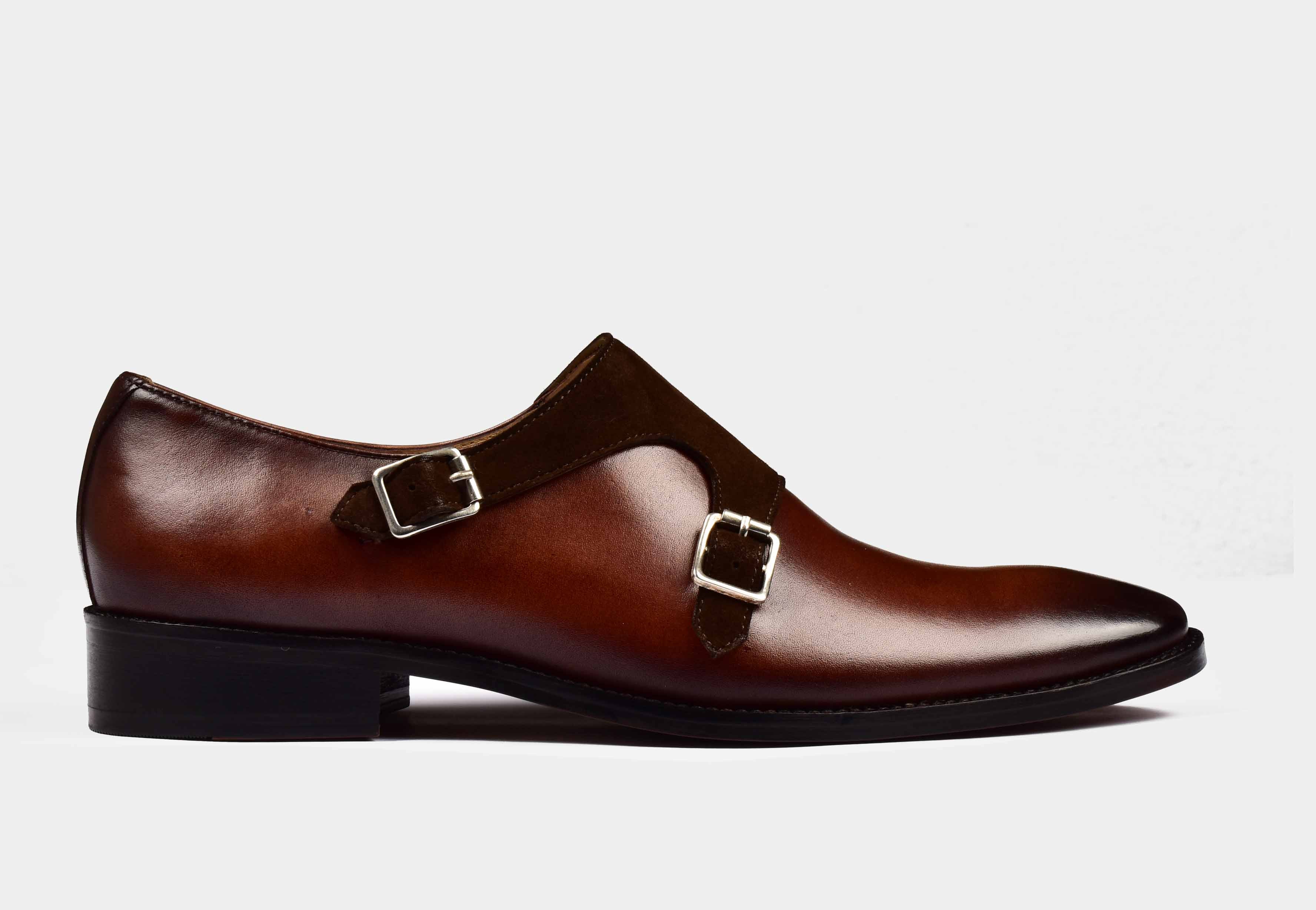 Thomas | MEN BROWN LEATHER & SUEDE DOUBLE MONK STRAPS