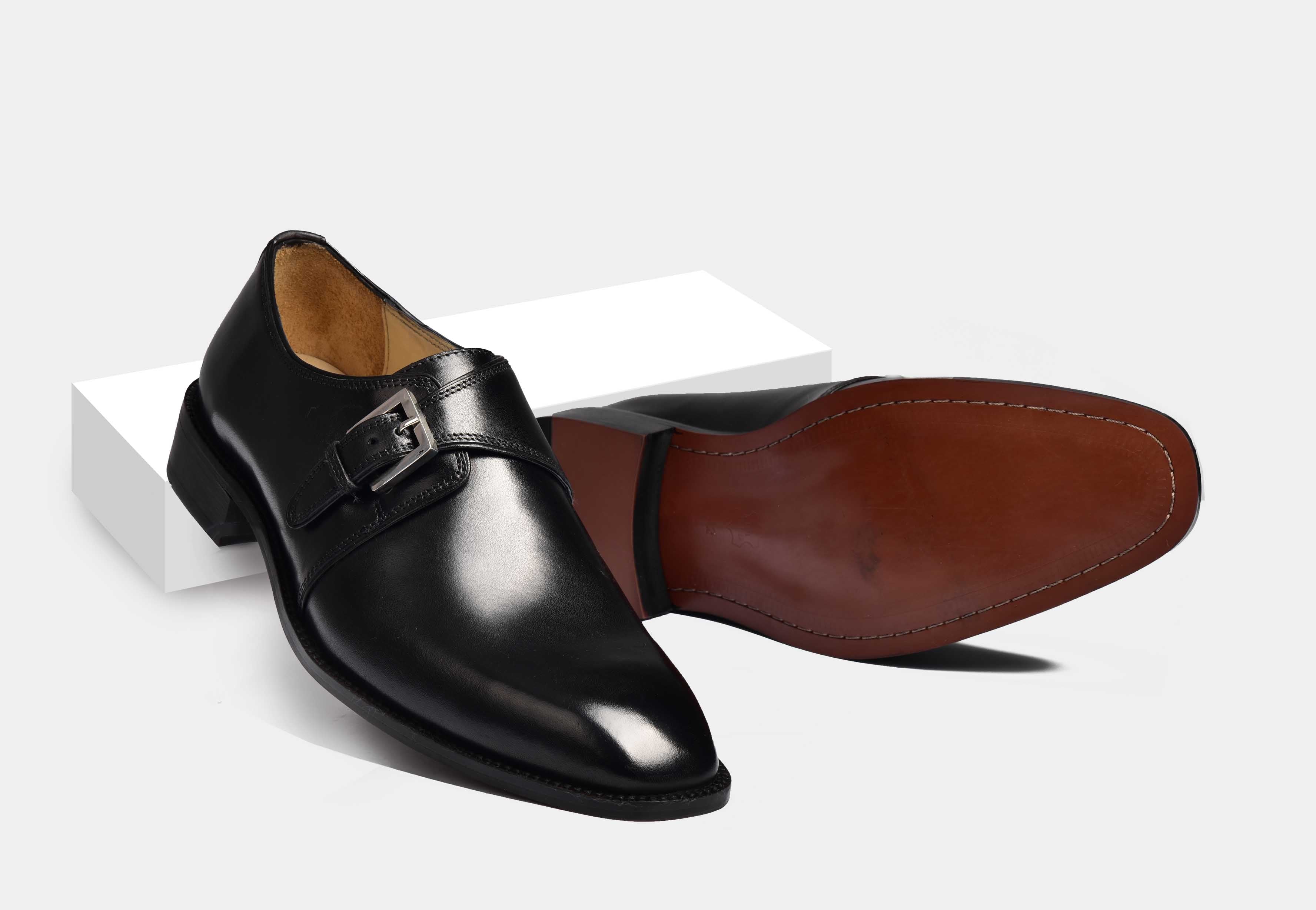 Jake |  MEN BLACK SINGLE MONK STRAP SHOES