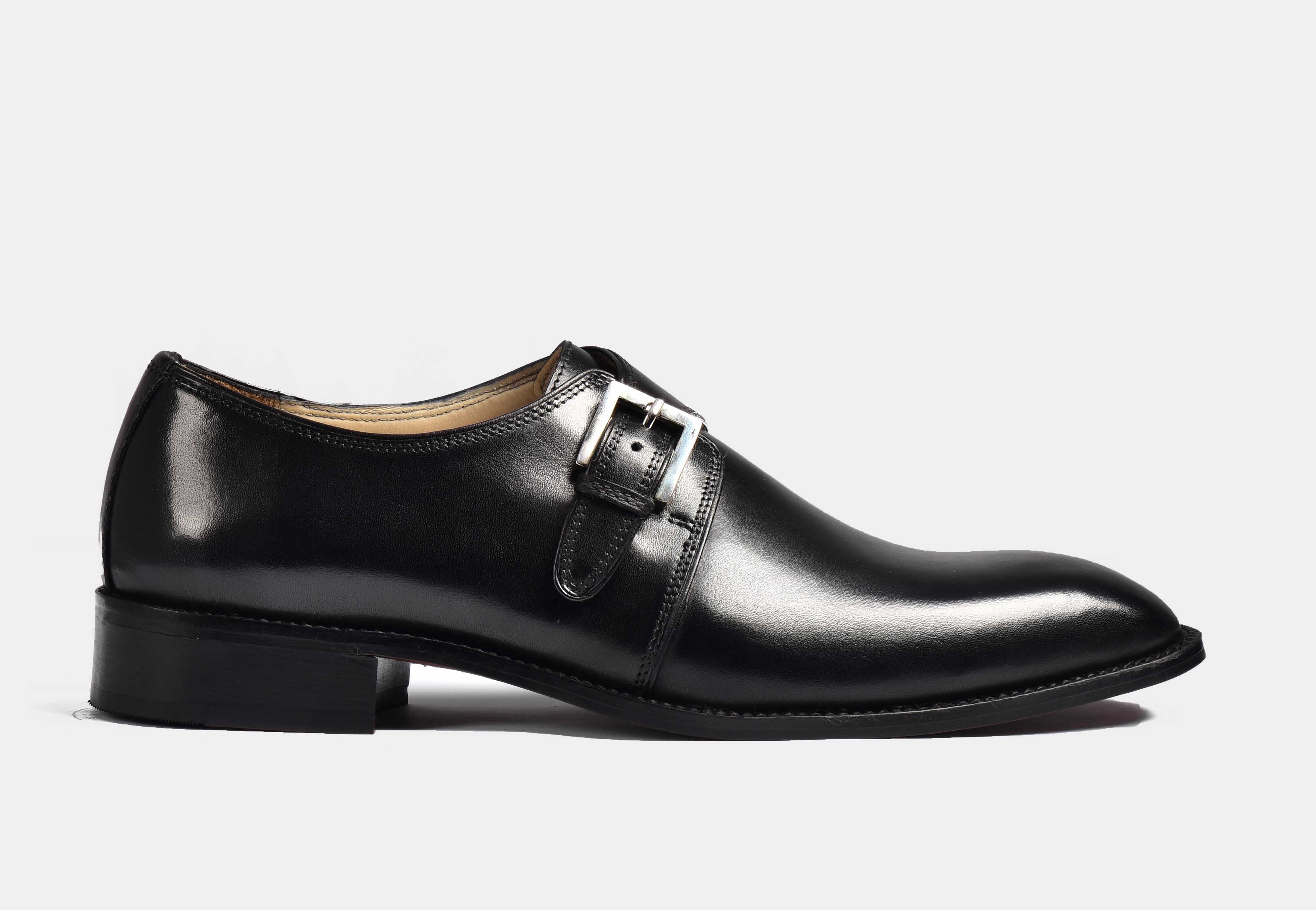 Jake |  MEN BLACK SINGLE MONK STRAP SHOES