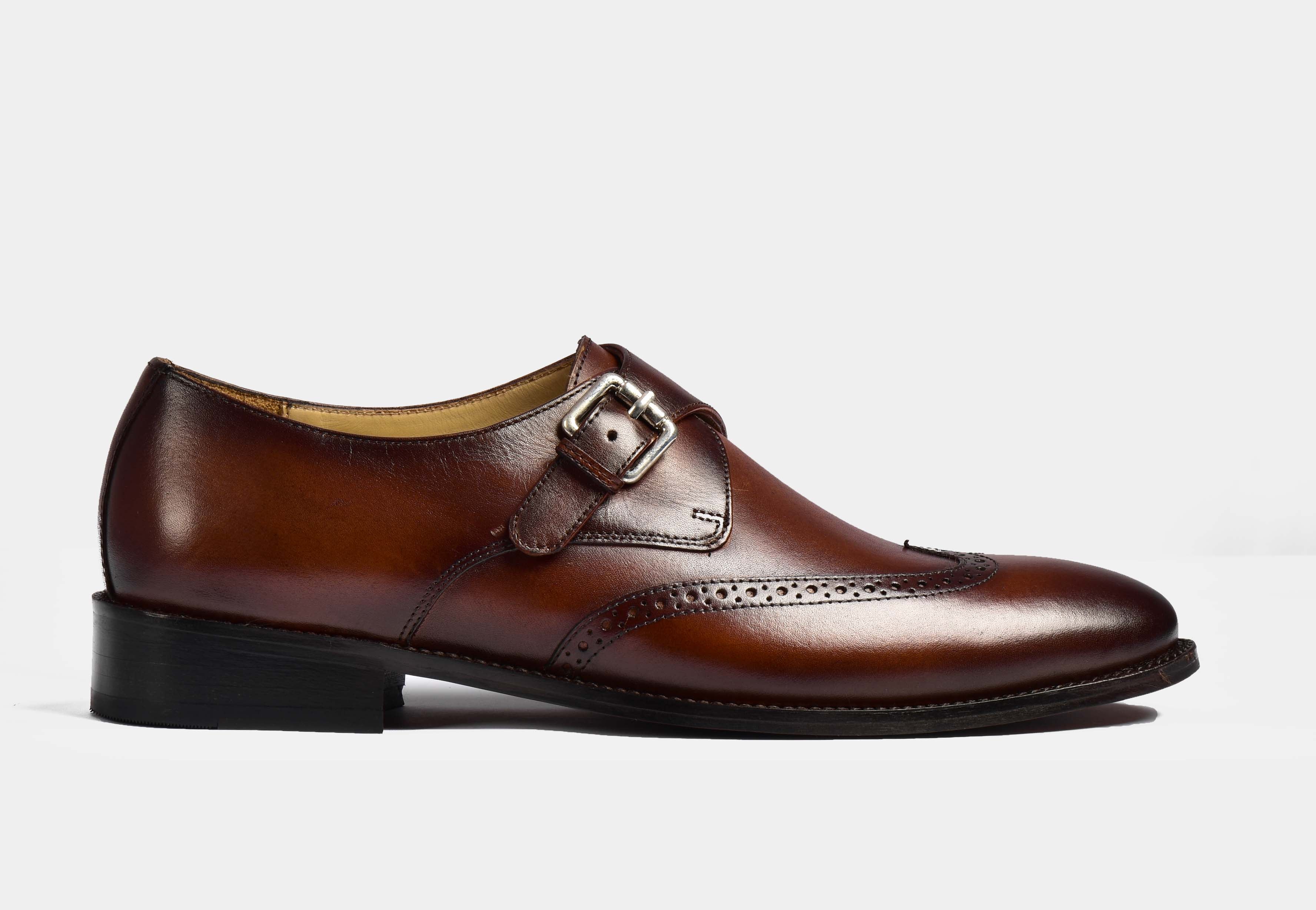 Steward | MEN BROWN WINGTIP BROGUE MONK STRAPS