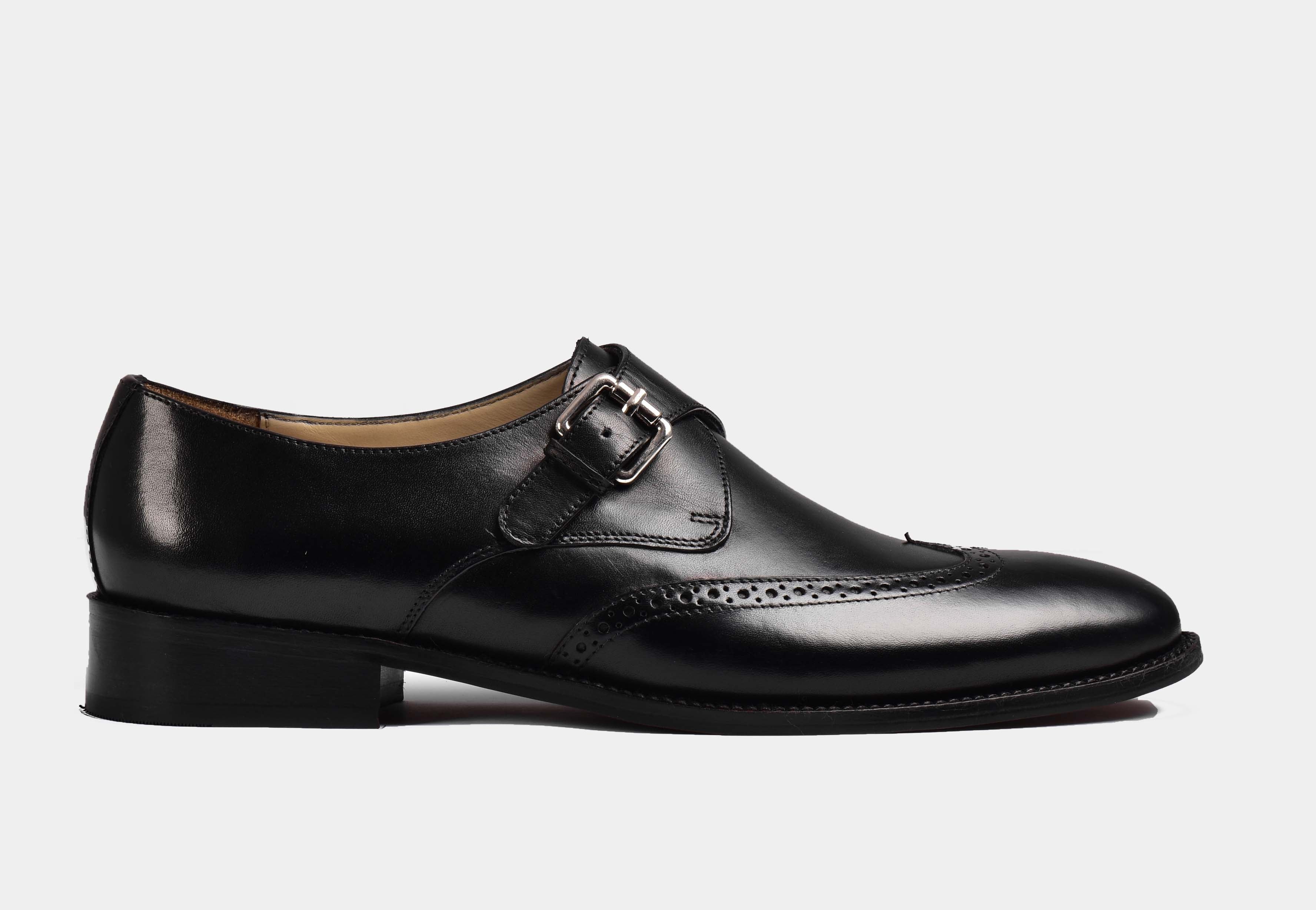 Evan | MEN BLACK WINGTIP BROGUE MONK STRAPS