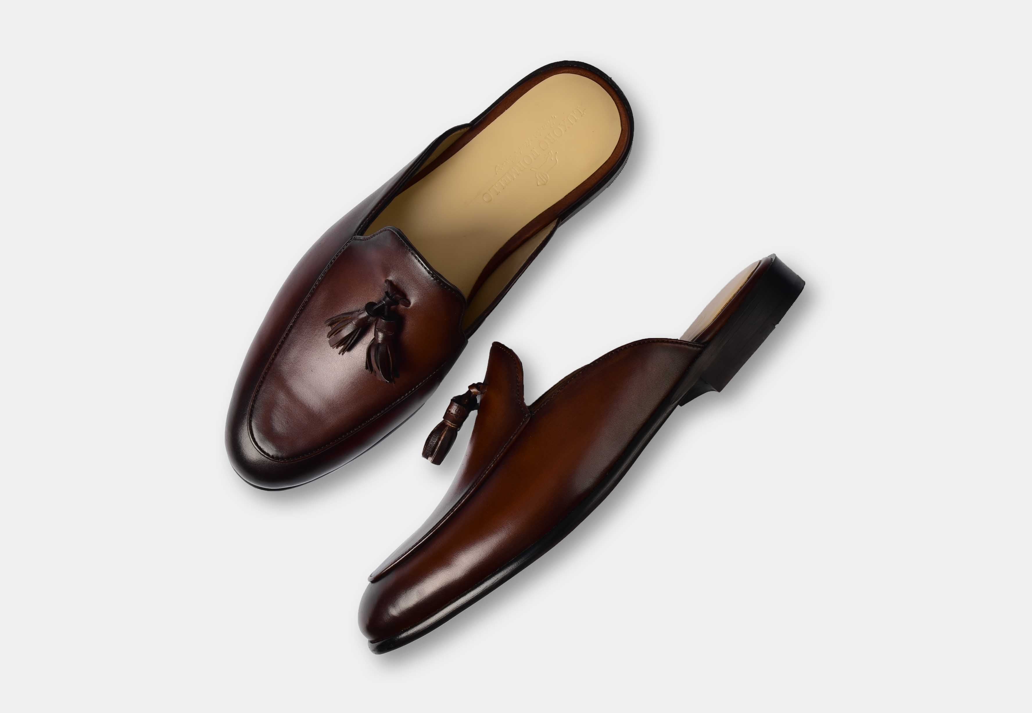Arno | Brown Formal Mules With Tassel