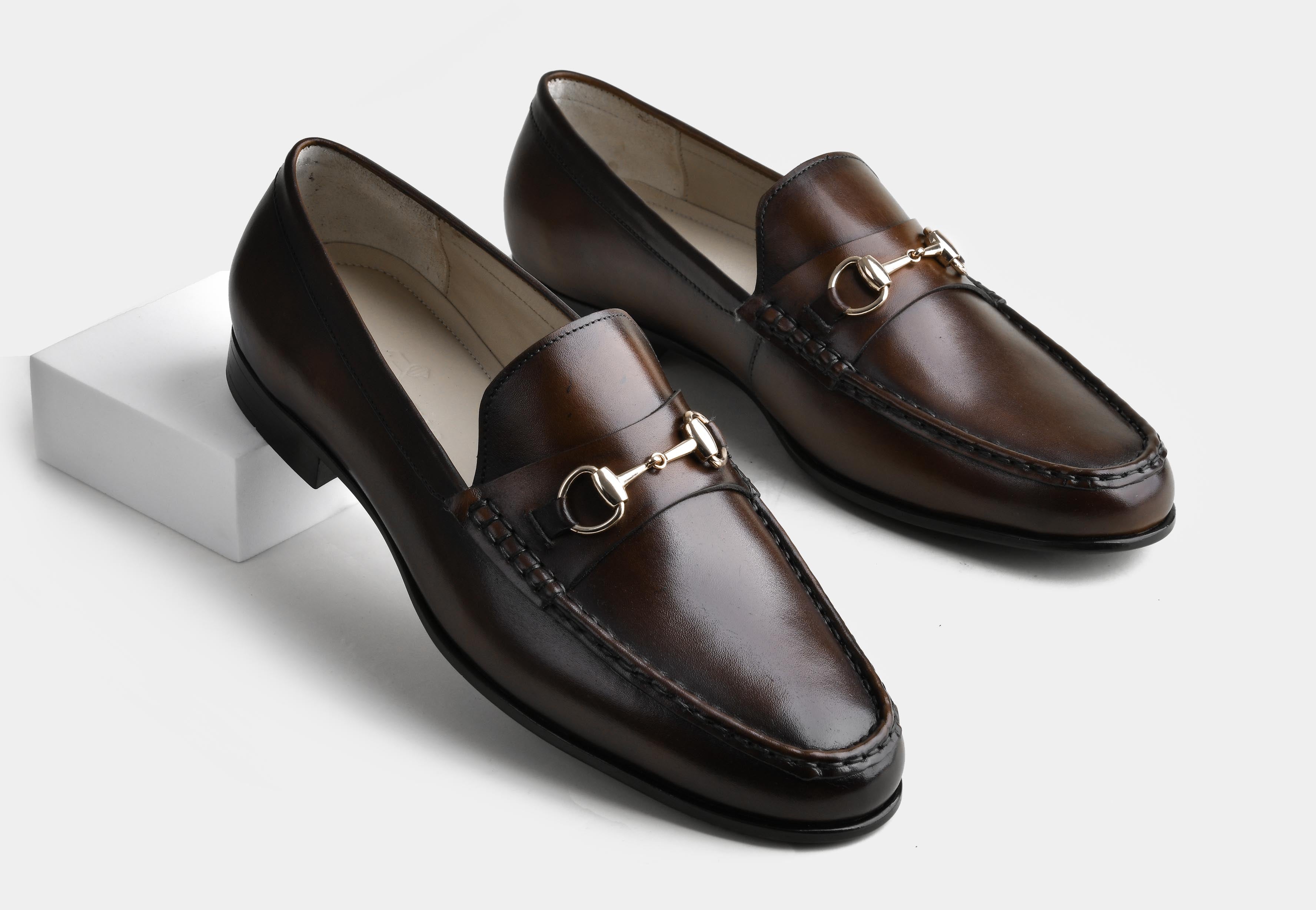 CASSANO | MEN BROWN HAND-BURNISHED HORSEBIT LOAFERS